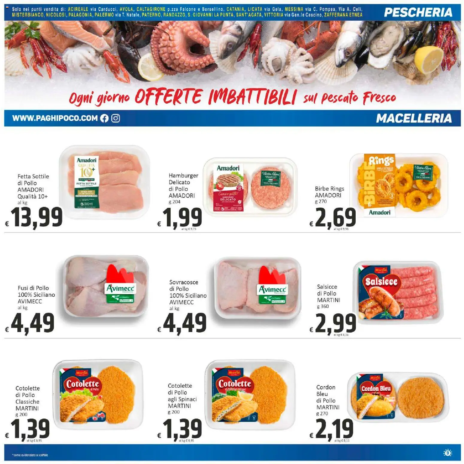 Volantino Paghi Poco del 20.02.2026 | Pagina: 3 | Prodotti: Pollo, Spinaci, Hamburger