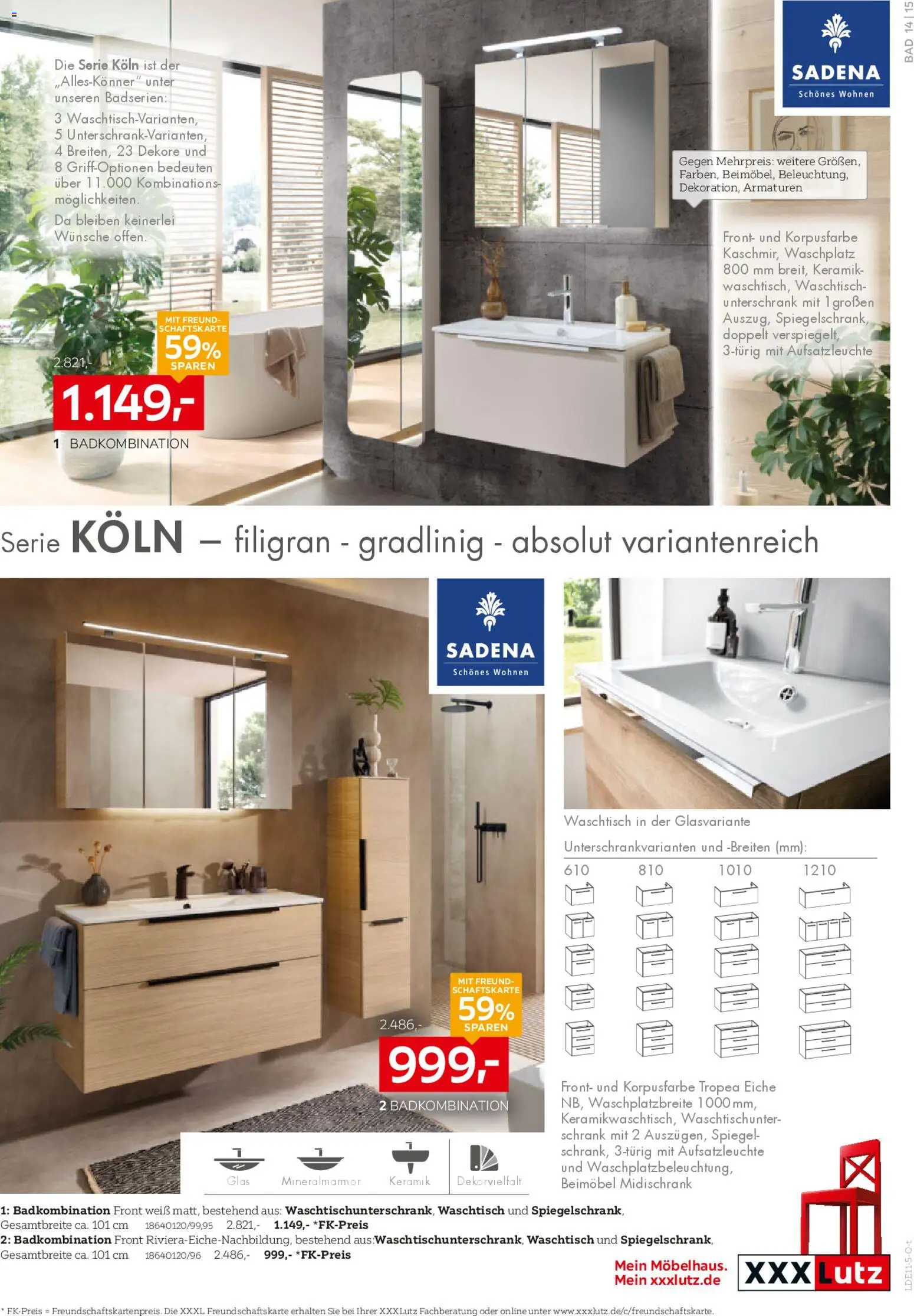 XXXL Lutz Badezimmer-Testerinnen und -Tester gesucht! – gültig ab 26.10.2025 | Seite: 15 | Produkte: Schrank, Waschtisch, Spiegelschrank, Unterschrank