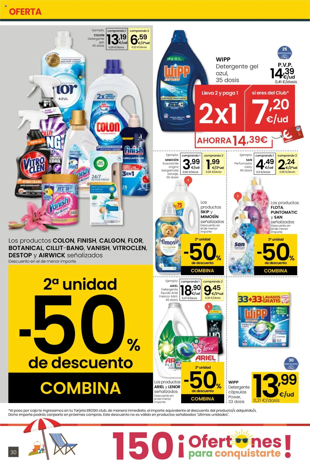 Eroski - Para conquistarte │ válido desde el 14.08.2025 | Página: 30 | Productos: Detergente, Té, Suavizante, Caja