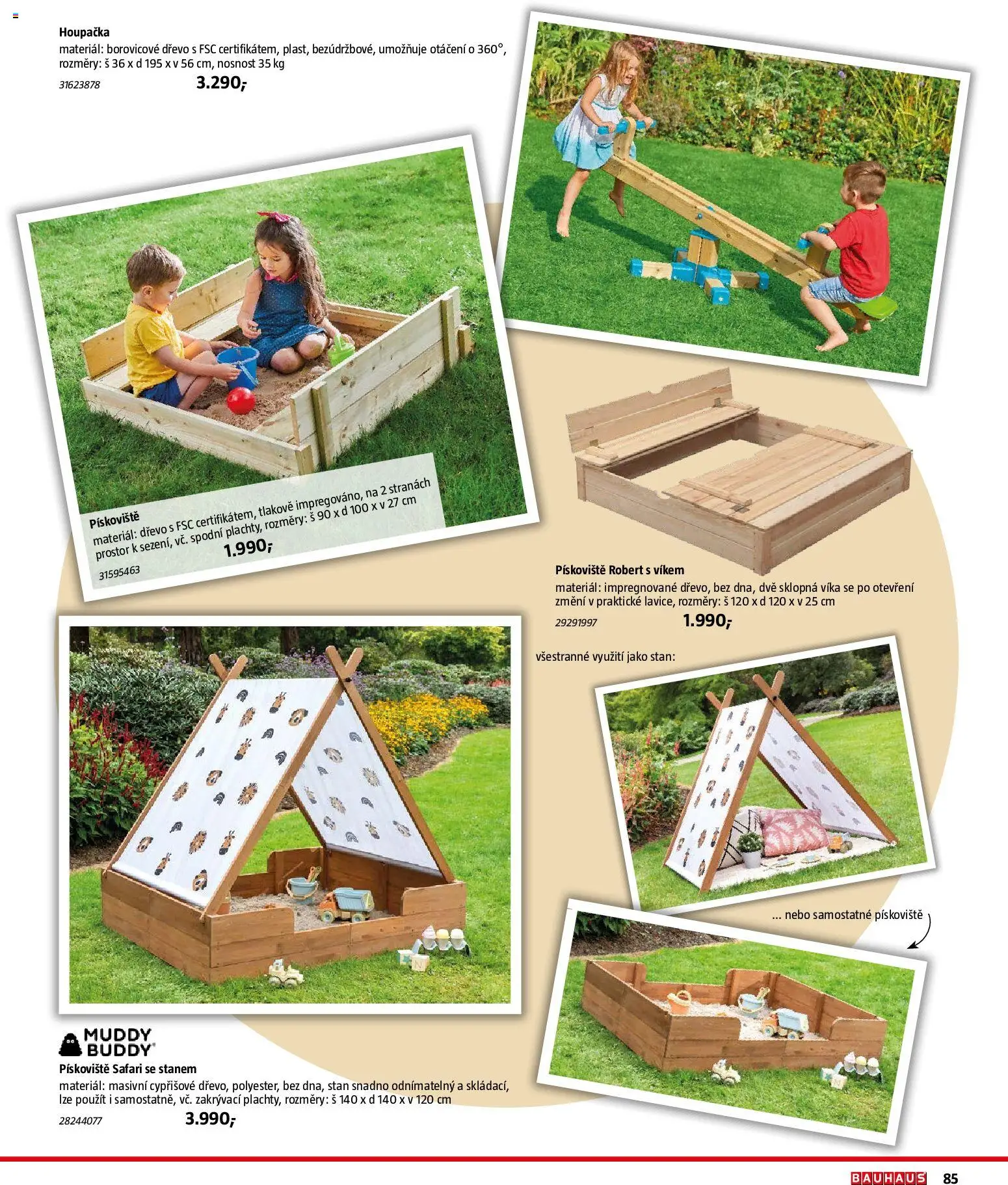 Bauhaus katalog Záhradní nábytek od 08.04.2026 | Strana: 85 | Produkty: Pískoviště, Houpačka, Stan