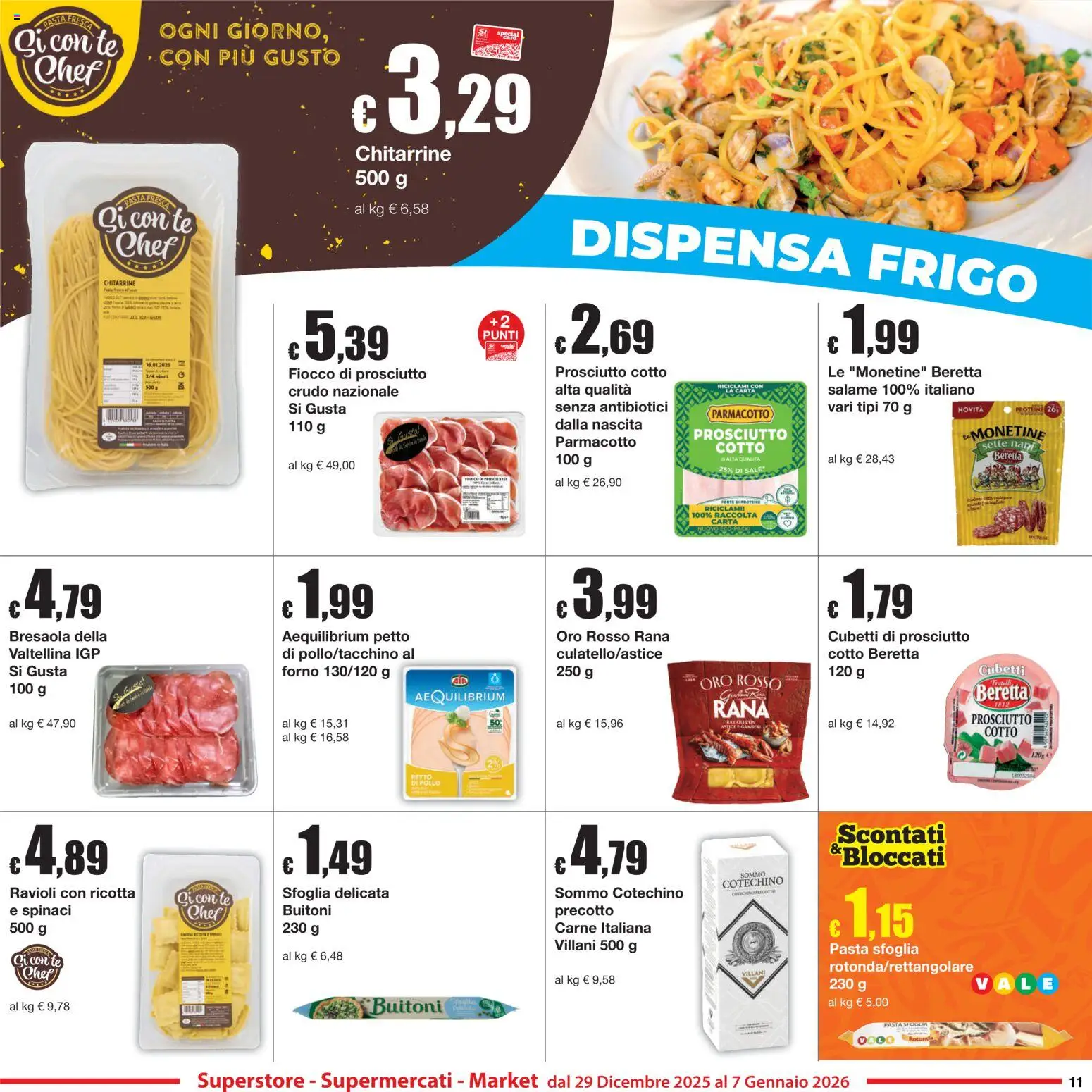 Volantino Sì con Te del 29.12.2025 | Pagina: 11 | Prodotti: Bresaola, Pasta sfoglia, Ravioli, Cotechino