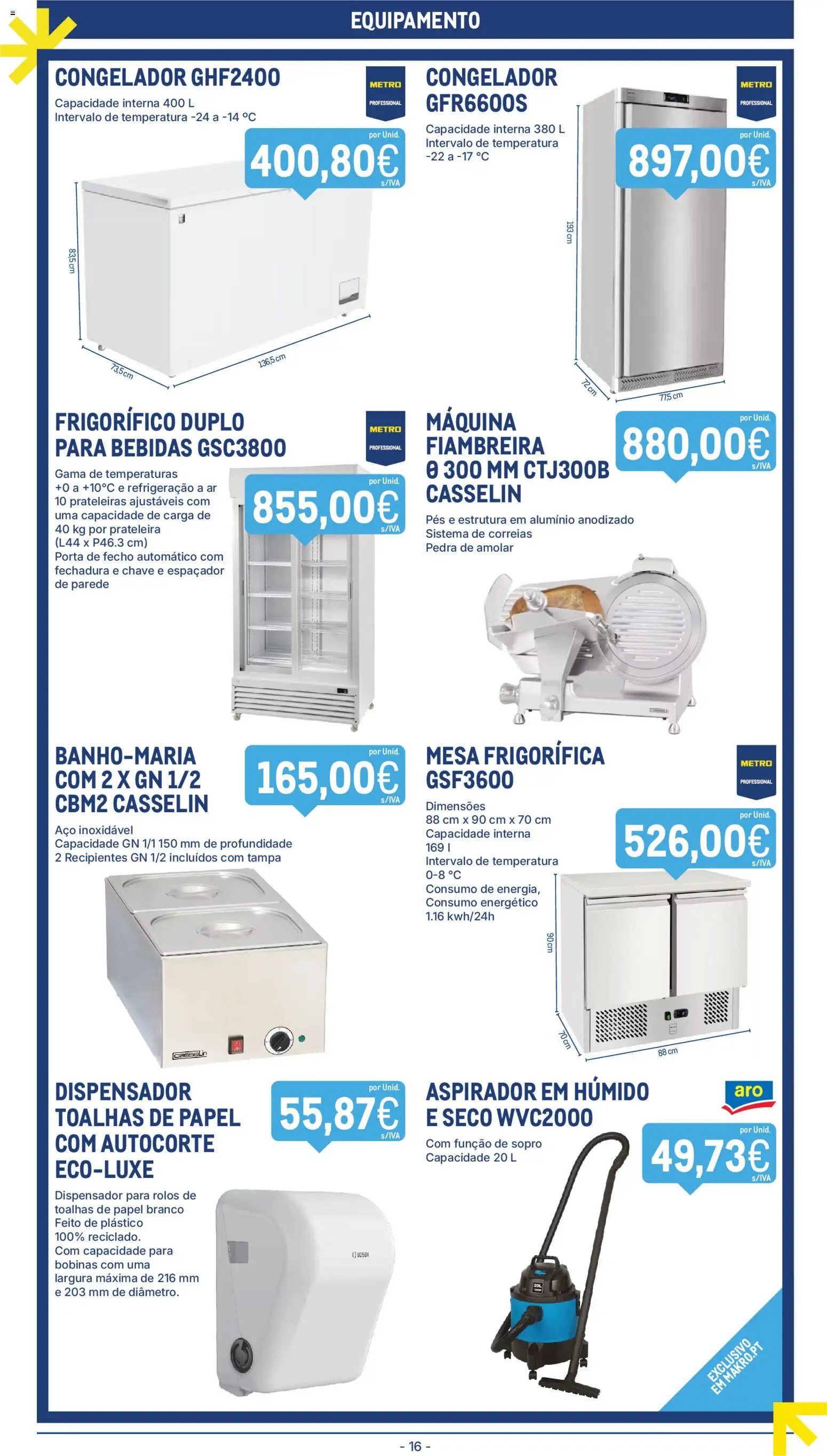 Makro folheto │ válido de 04.11.2025 | Página: 16 | Produtos: Porta, Frigorífico, Prateleira, Mesa