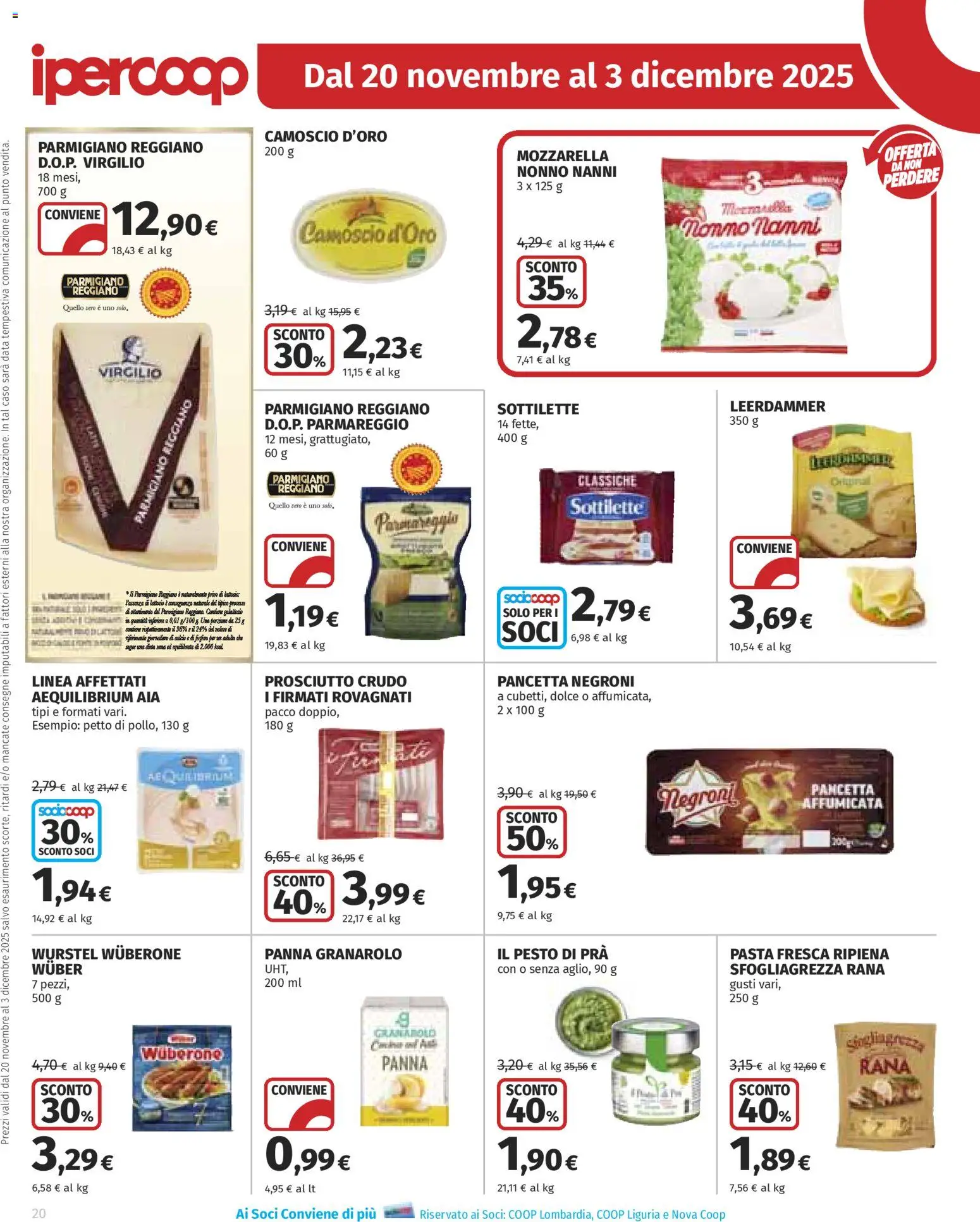Volantino Ipercoop del 20.11.2025 | Pagina: 20 | Prodotti: Pasta, Data, Pesto, Parmigiano reggiano