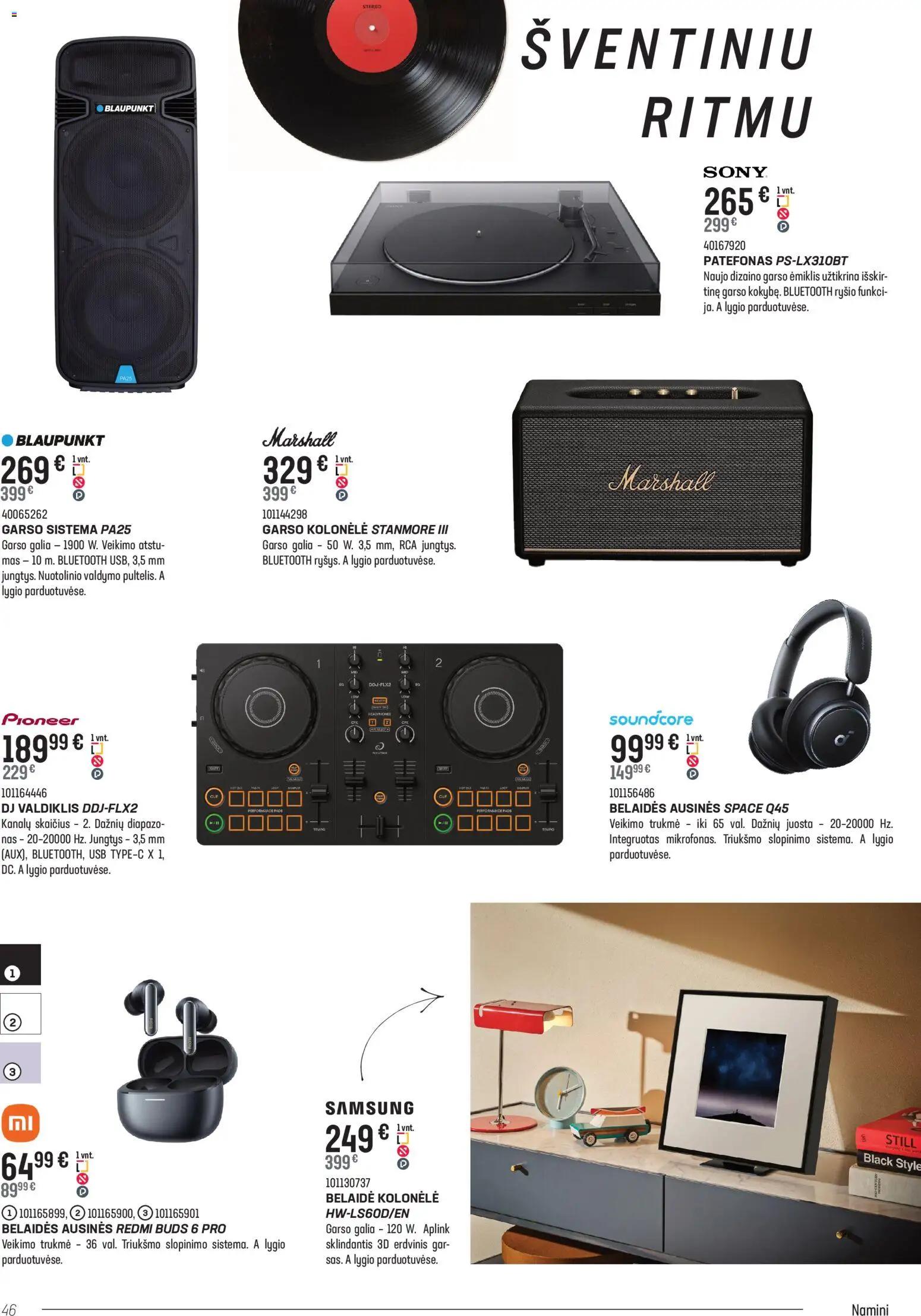 Senukai akcijos nuo 05.11.2025 | Puslapis: 46 | Prekių: Ausinės, Kolonėlė, USB