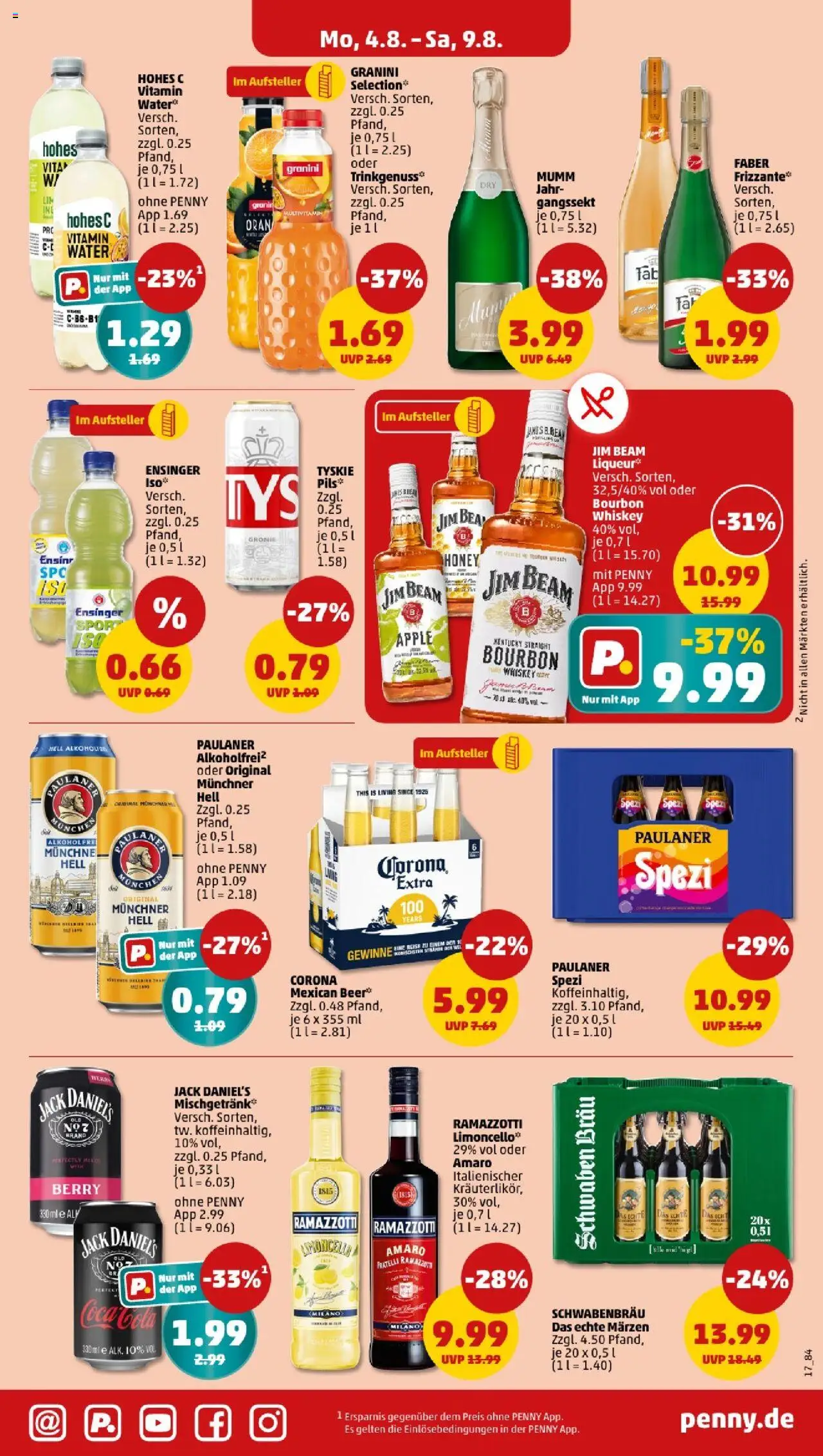 Penny - Baden-Württemberg - gültig ab dem 04.08.2025 | Seite: 17 | Produkte: Jim beam, Coca cola, Cola, Paulaner