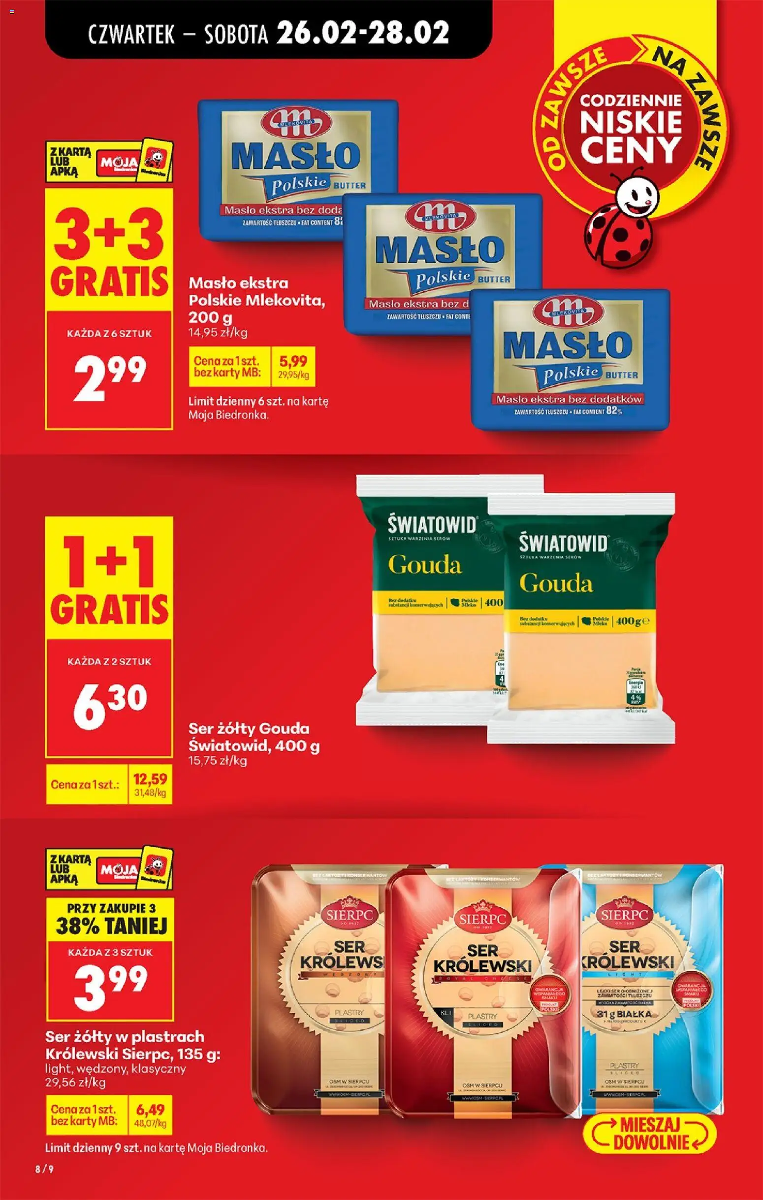 Biedronka gazetka - Oferta w tym tygodniu od 26.02.2026 | Strona: 10 | Produkty: Ser żółty, Karta, Masło, Ser