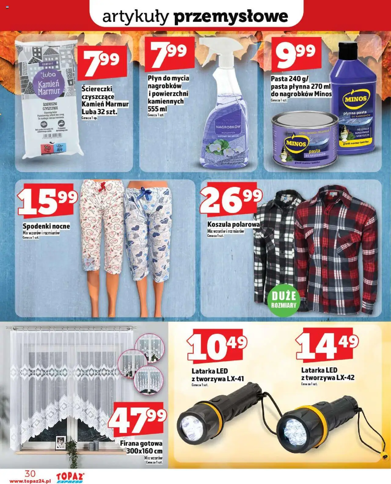 Topaz Gazetka - Express od 16.10.2025 | Strona: 30 | Produkty: Koszula, Spodenki, Artykuły przemysłowe