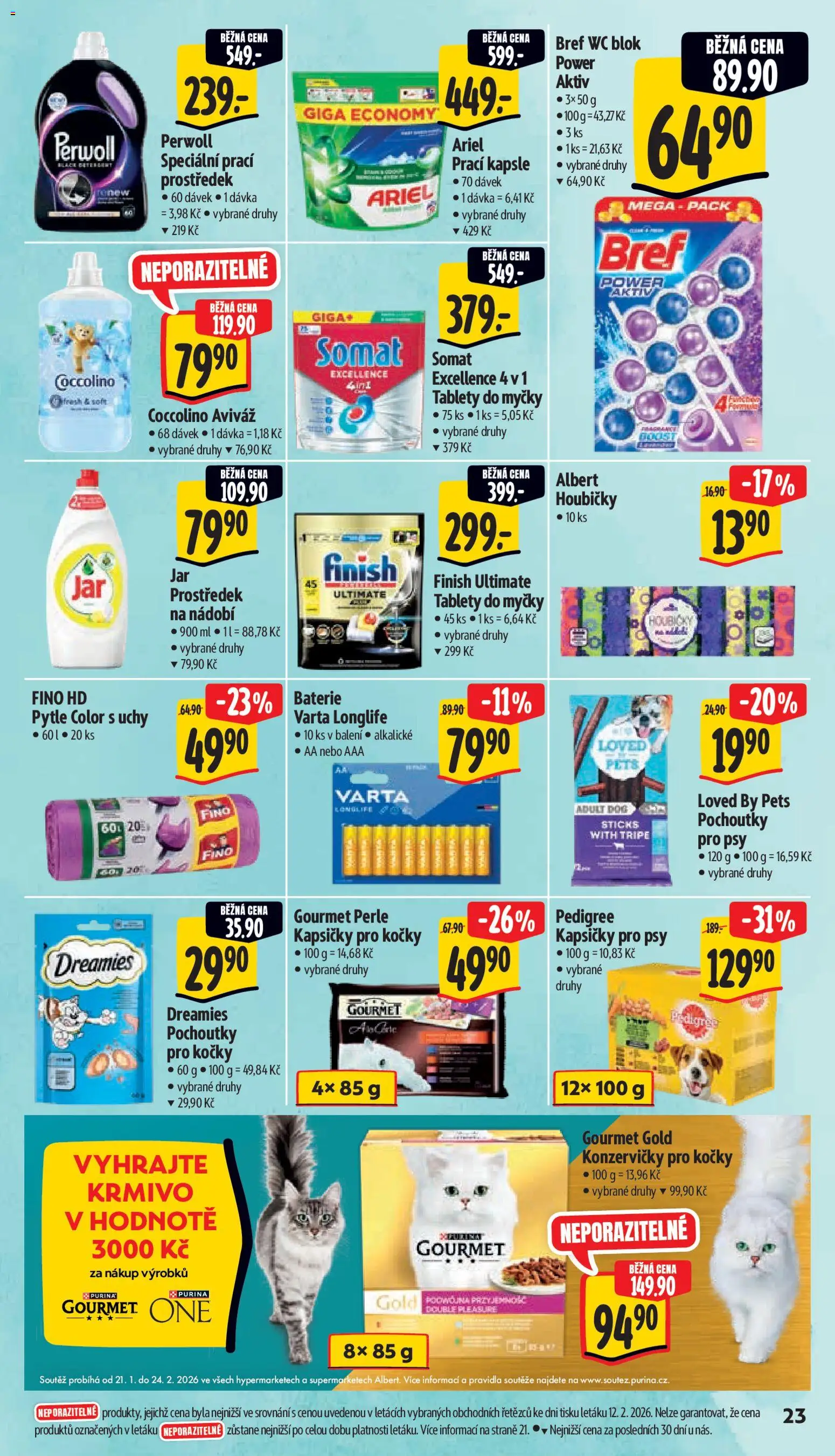 Albert leták - Supermarket od 18.02.2026 | Strana: 33 | Produkty: Purina, Gourmet Gold, Ariel, Perwoll