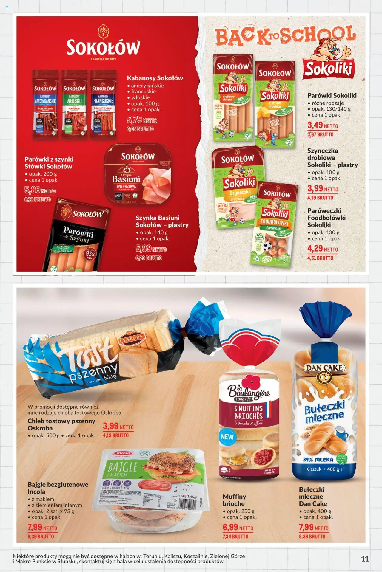 Makro Gazetka - Katalog Back to School od 19.08.2025 | Strona: 11 | Produkty: Parówki z szynki, Kabanosy, Ser, Chleb