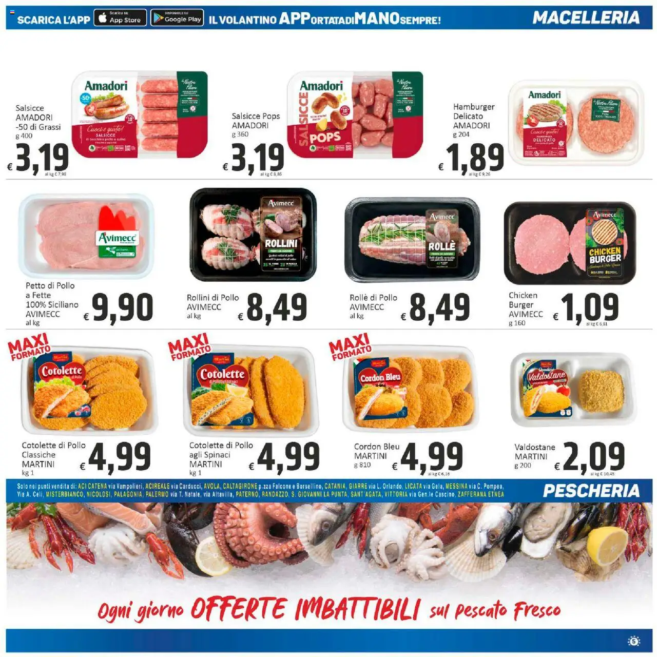 Volantino Paghi Poco del 10.10.2025 | Pagina: 5 | Prodotti: Petto di Pollo, Tacchino, Spinaci, Hamburger