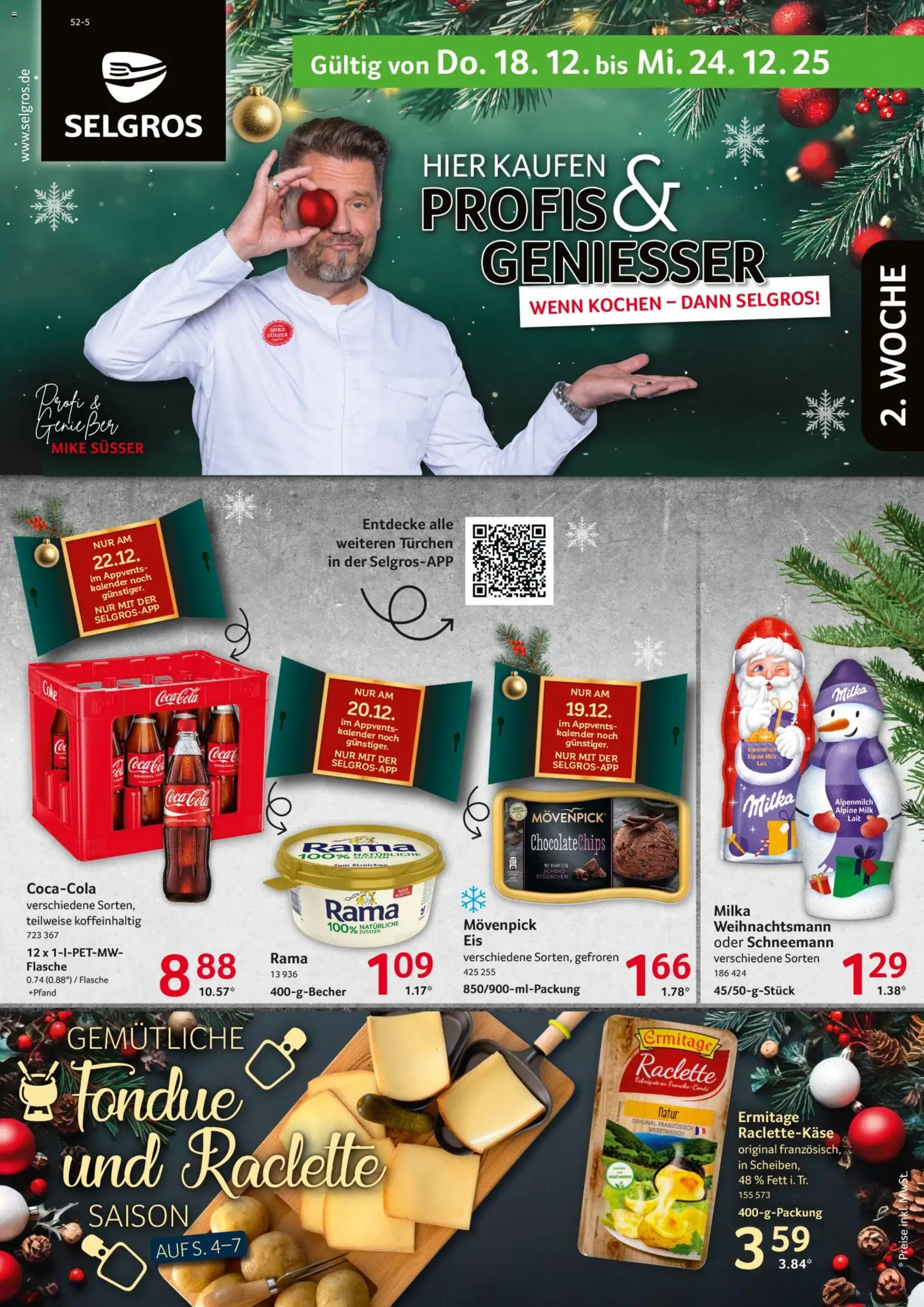 Selgros Prospekt 	 – gültig ab 18.12.2025 | Seite: 1 | Produkte: Coca cola, Cola, Raclette, Fondue