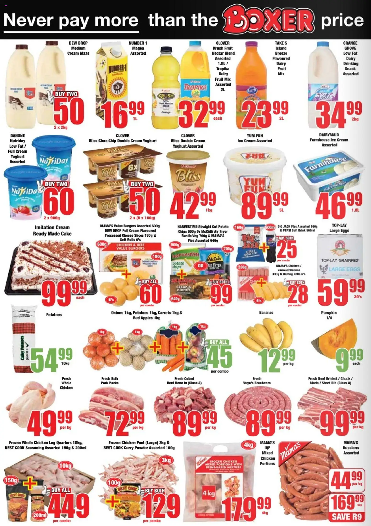 New Boxer catalogue – valid from 09.03.2026 | Page: 2 | Products: Cake, Yoghurt, Cheese, Burgers