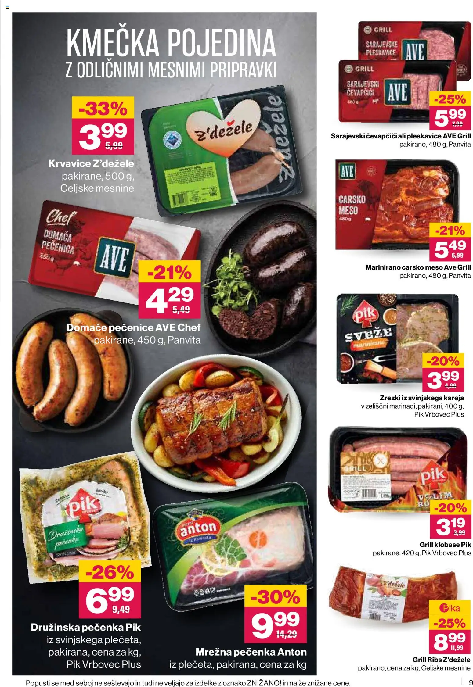 Novi Mercator katalog ponudbe – veljaven od 20.11.2025 | Stran: 9 | Izdelki: Čevapčiči, Pleskavice, Grill, Klobase