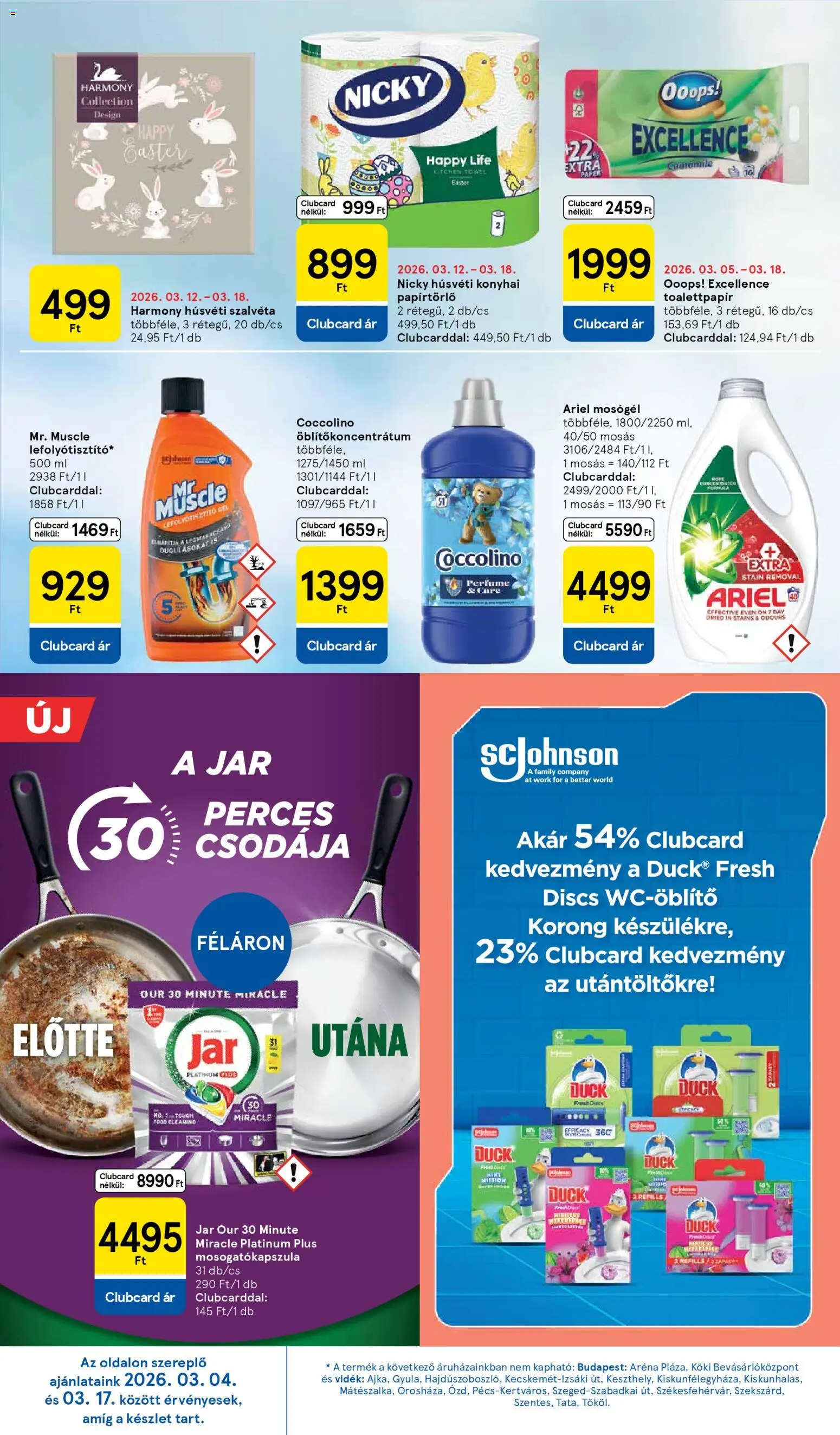 Tesco akciós ujság - amely érvényes a következő dátumtól: 12.03.2026 | Oldal: 30 | Termékek: Ariel, Coccolino, Papírtörlő, Mosógél