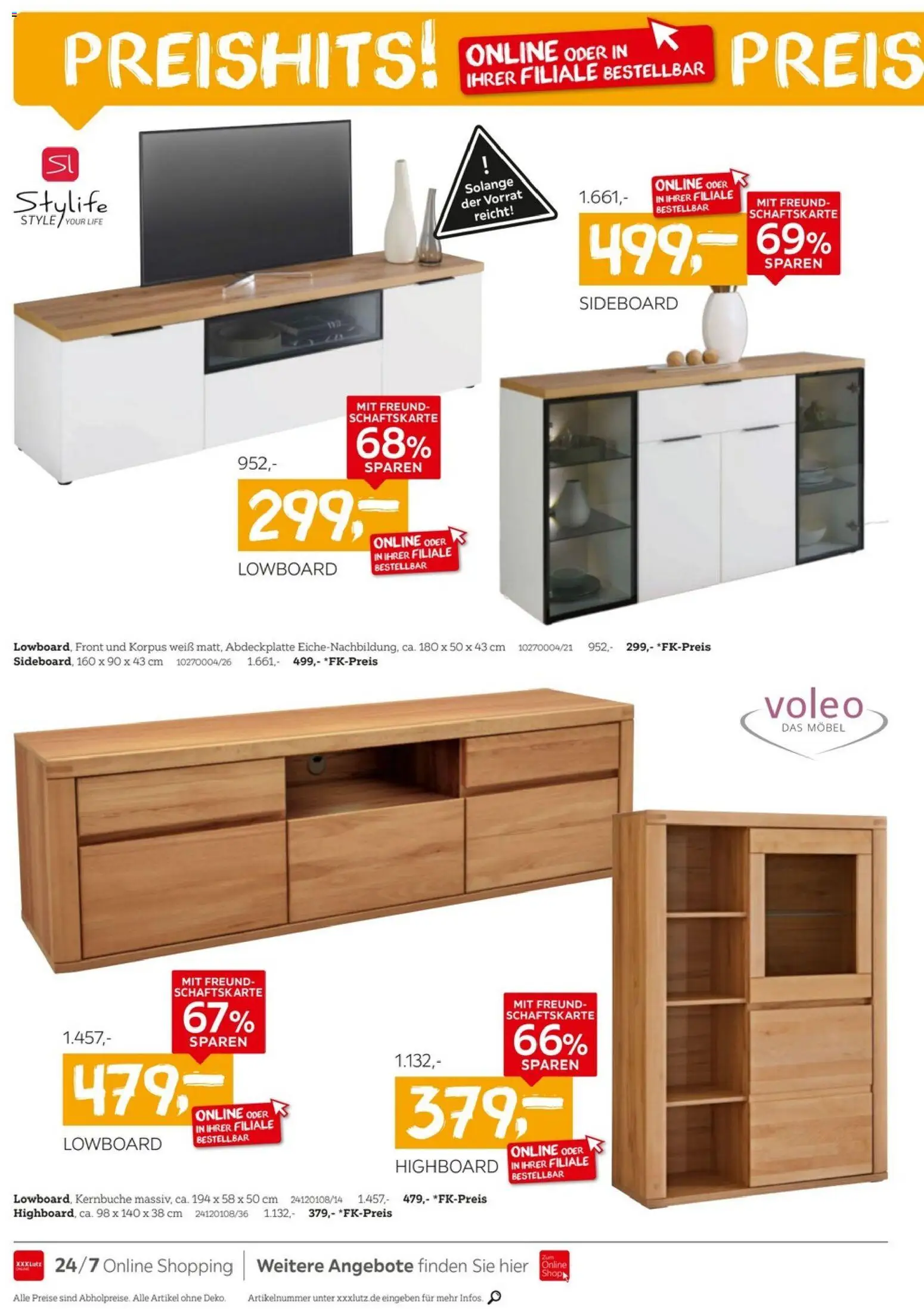 XXXLutz Wohnen Preishits – gültig ab 04.04.2026 | Seite: 2 | Produkte: Sideboard, Lowboard, HIghboard