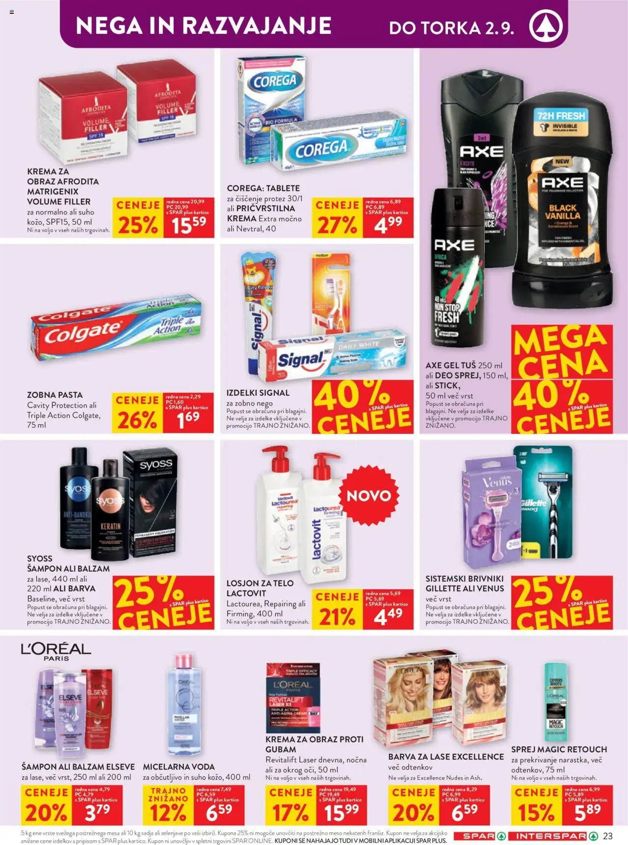 Spar katalog 35/25 │ velja od 27.08.2025 | Stran: 29 | Izdelki: Sampon, Krema, Micelarna voda, Zobna pasta