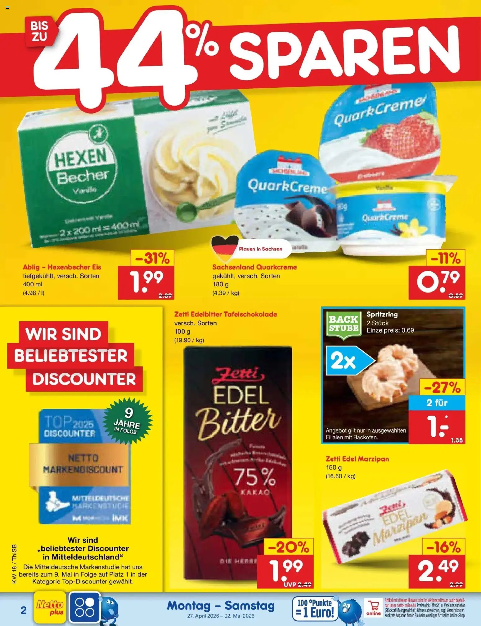 Netto Marken-Discount Prospekt Pirna	 – gültig ab 27.04.2026 | Seite: 34 | Produkte: Top, Quark, Creme, Eis