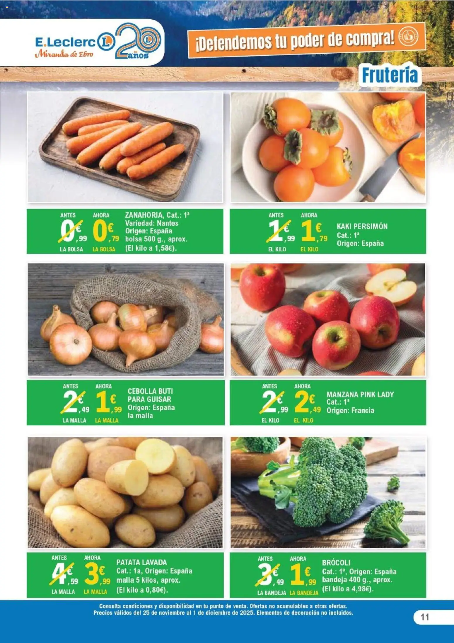E.Leclerc Black Friday │ válido desde el 25.11.2025 | Página: 11 | Productos: Manzana, Παγωμένο τσάι, Bolsa, Bandeja