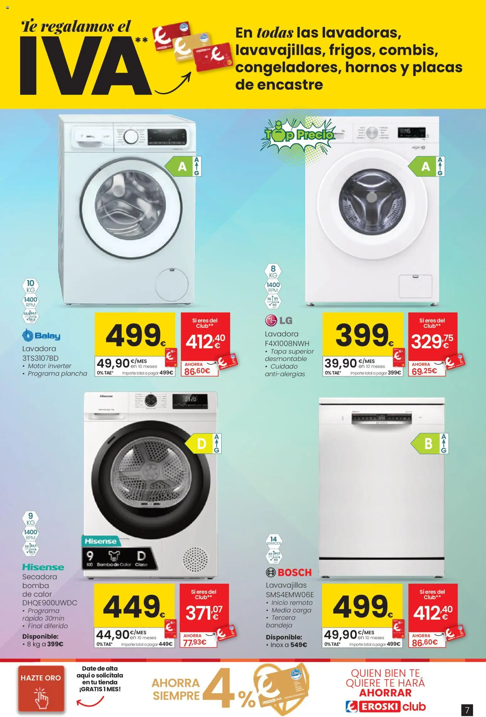 Eroski Oh Qué tecno │ válido desde el 26.02.2026 | Página: 7 | Productos: Té, Lavadora, Secadora, Plancha