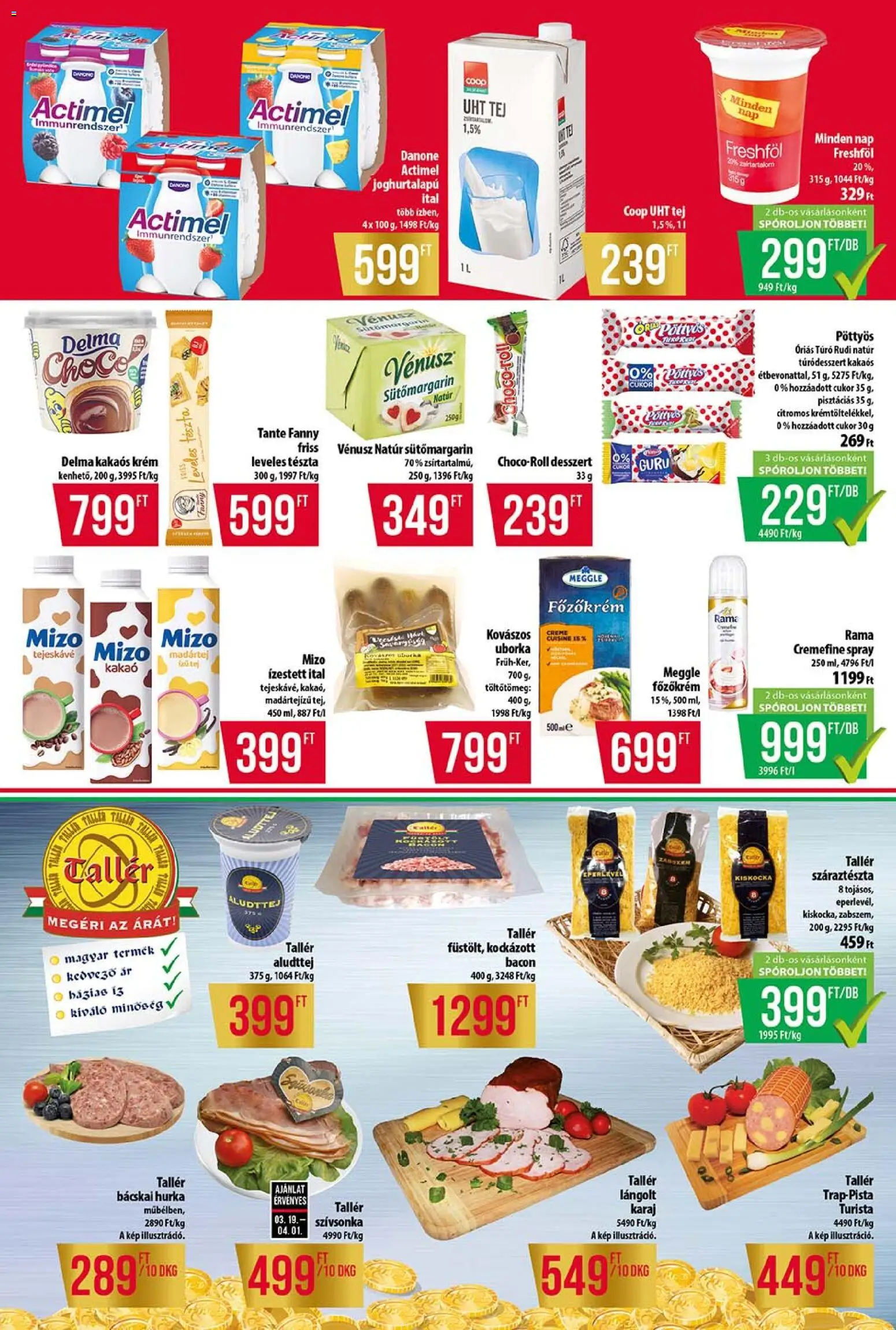 COOP akciós ujság - amely érvényes a következő dátumtól: 19.03.2026 | Oldal: 2 | Termékek: Actimel, Rama, Szívsonka, Hurka