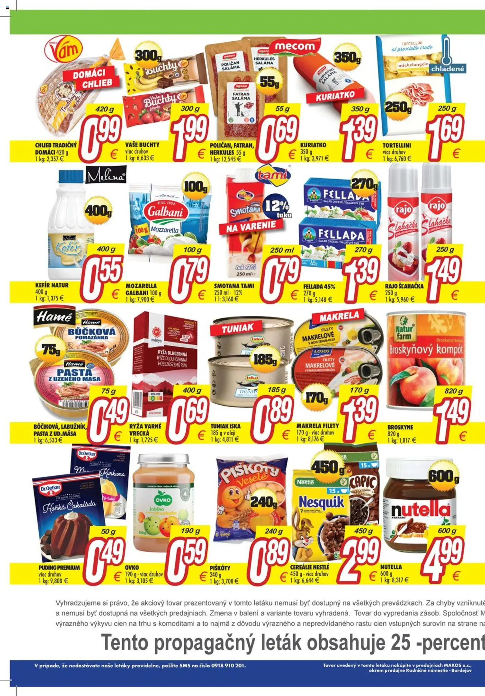 Nové Makos akcie – leták je platný od 03.11.2025 | Strana: 3 | Produkty: Chlieb, Saláma, Puding, Čokoláda