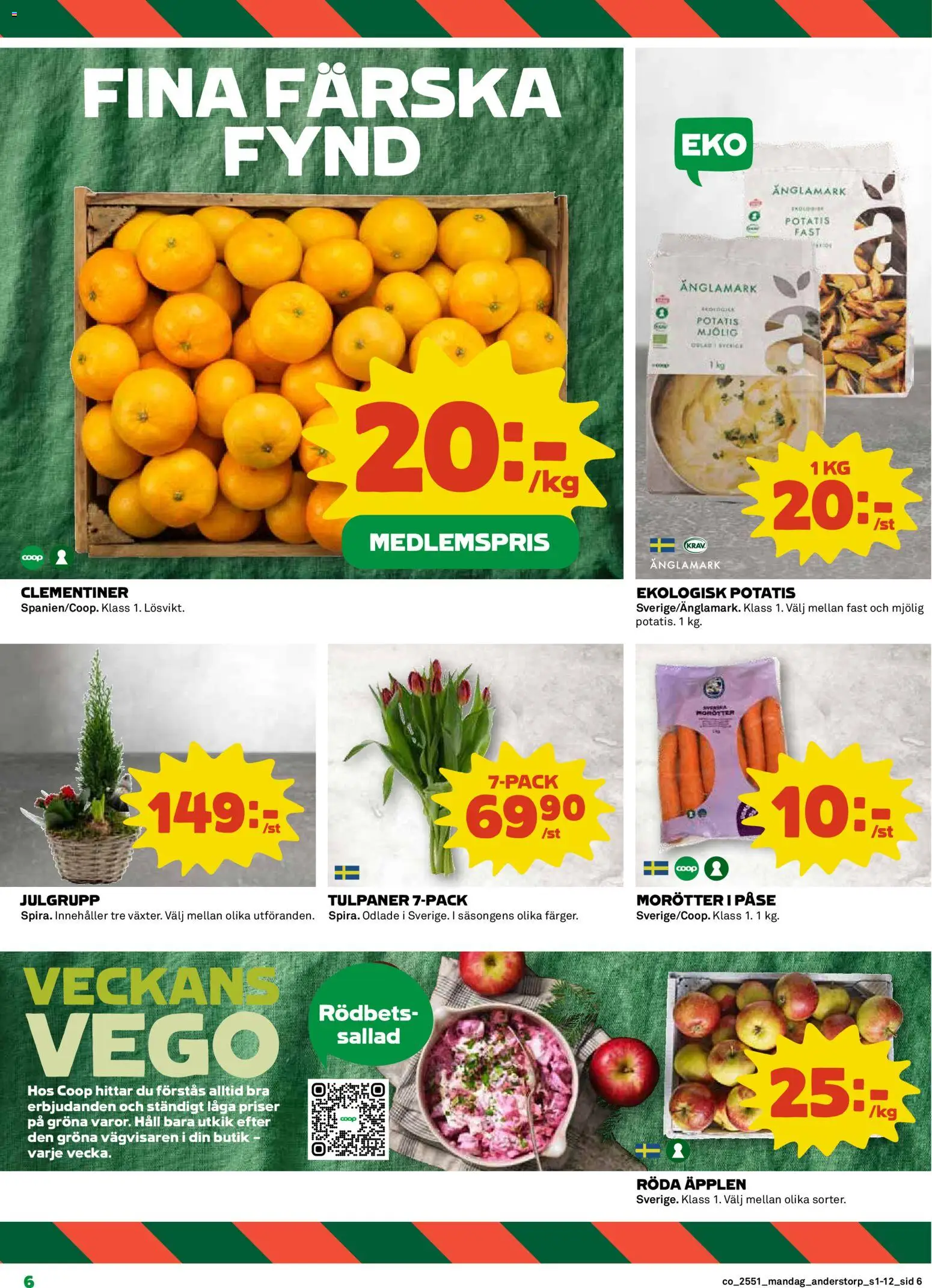 Coop reklamblad aktuell från 15.12.2025 | Sida: 6 | Produkter: Äpplen, Potatis, Sallad, Häll