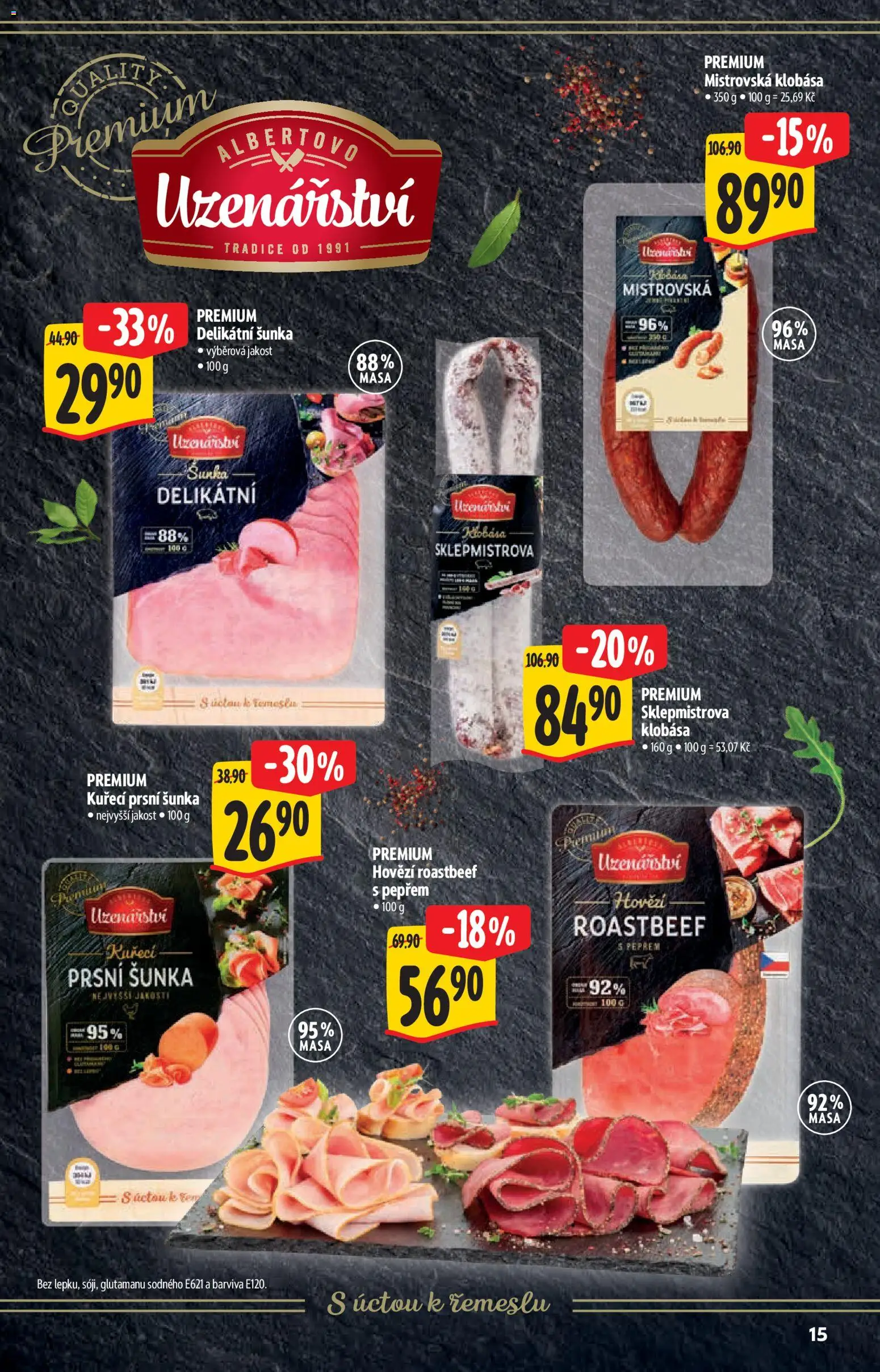 Albert katalog - Supermarket od 29.10.2025 | Strana: 15 | Produkty: Hovězí, Šunka, Klobása, Roastbeef