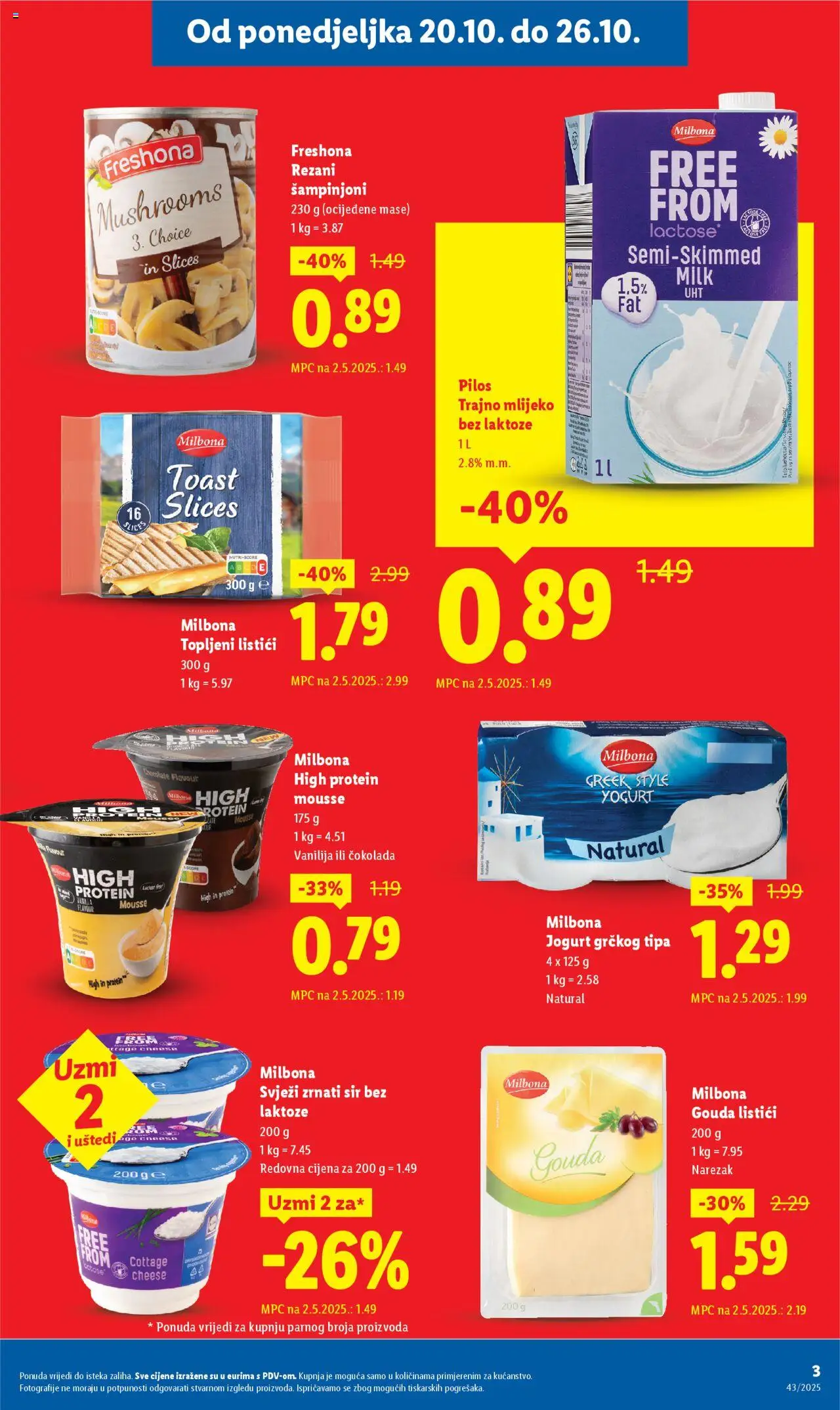 Lidl katalog | vrijedi od 20.10.2025 | Stranica: 3 | Proizvodi: Sir, Jogurt, Trajno mlijeko, Mlijeko bez laktoze
