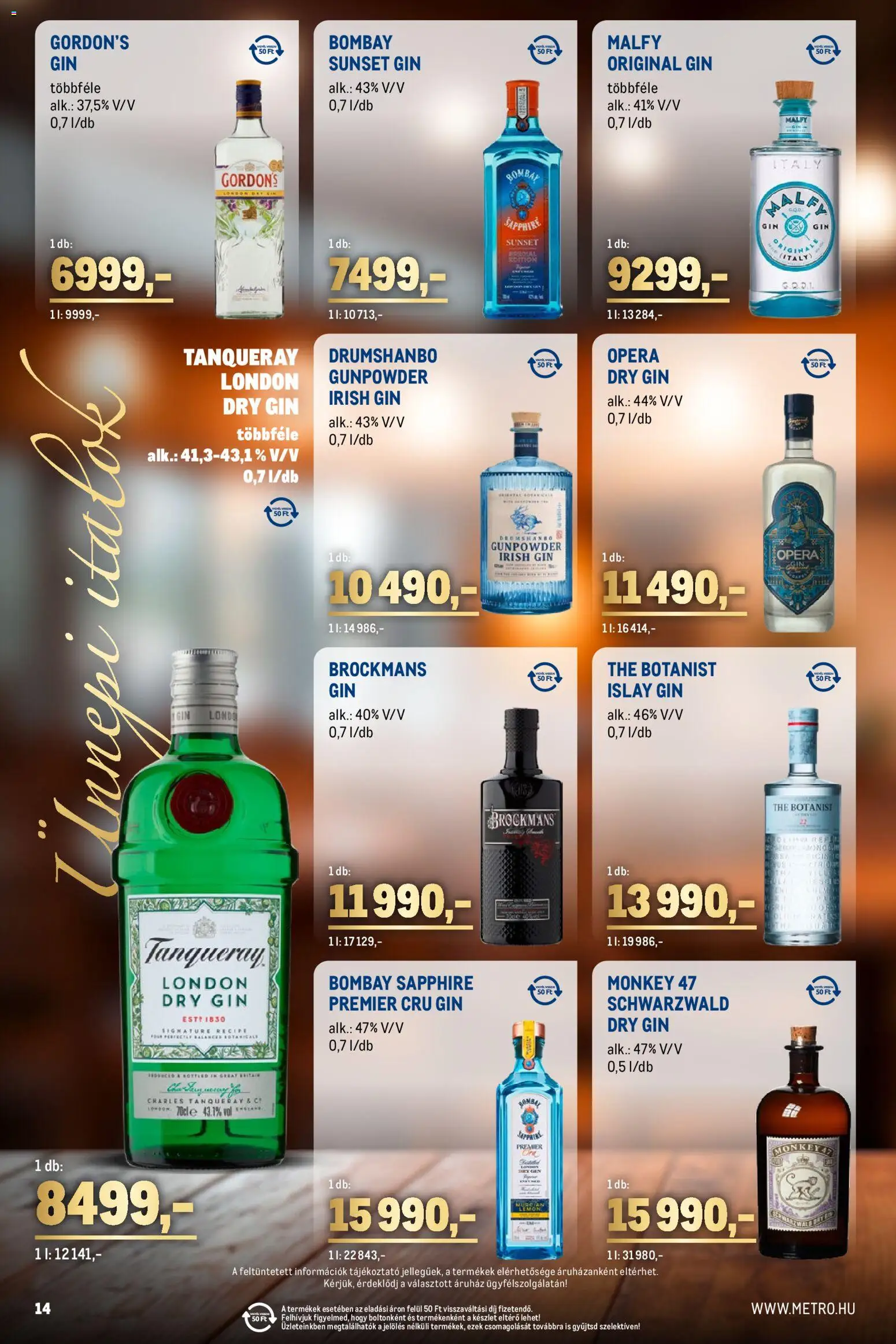Metro akciós ujság - amely érvényes a következő dátumtól: 01.12.2025 | Oldal: 14 | Termékek: Gin, Só