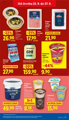 Hummus, 200 g, s avokádem / arašídovým máslem od 25.09.2025 | Strana: 17 | Produkty: Jogurt, Pribináček, Bílý jogurt, Pikok