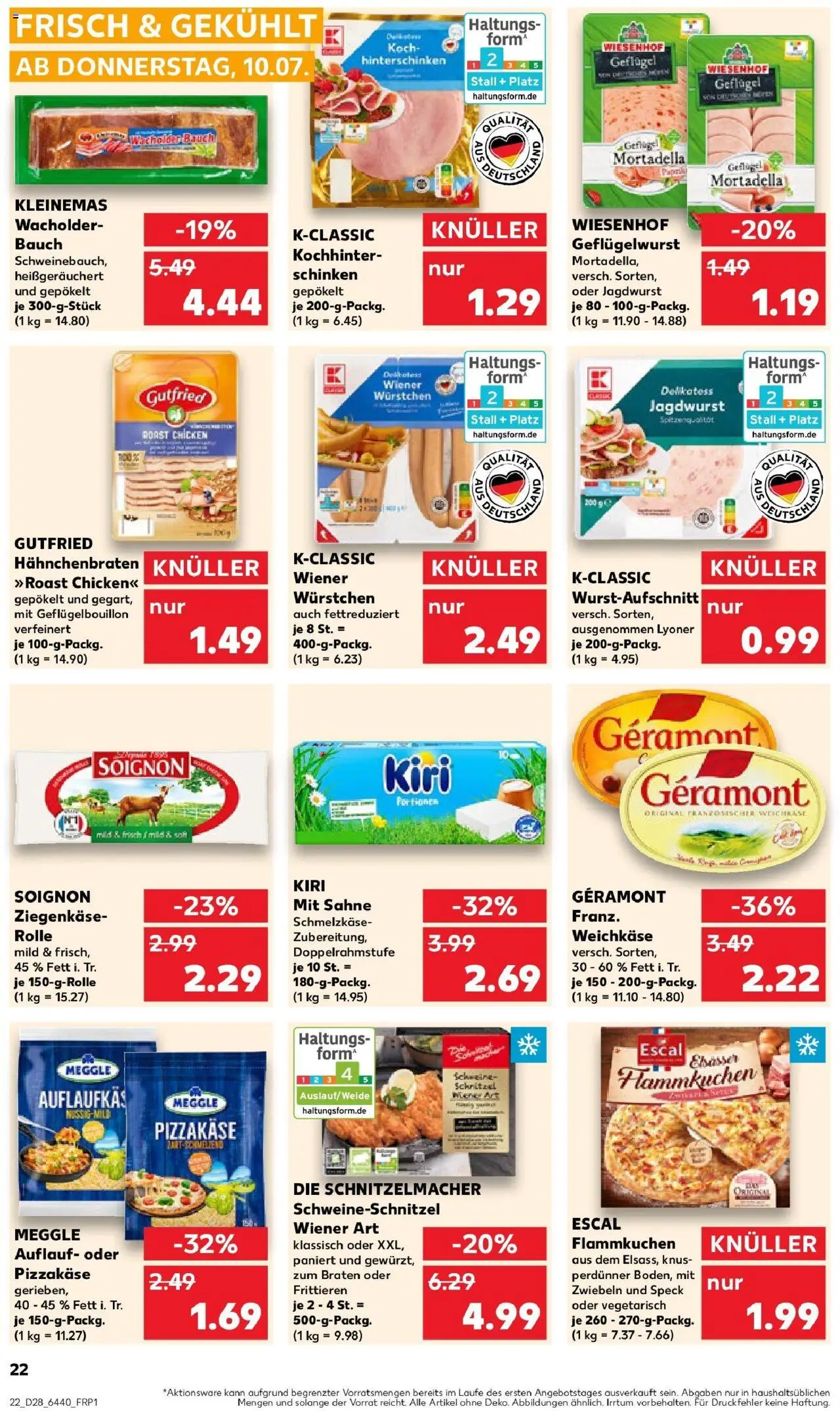 Kaufland prospekt Worms	 - gültig ab dem 09.07.2025 | Seite: 22 | Produkte: Wiener wurstchen, Schnitzel, Schinken, Sahne