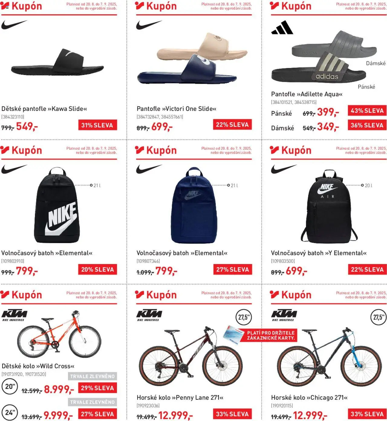 Intersport leták od 20.08.2025 | Strana: 4 | Produkty: Pantofle, Batoh, Kolo