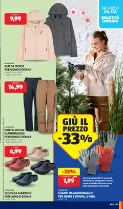 Anteprima del volantino PANTALONI DA GIARDINAGGIO PER UOMO E DONNA, taglie donna: 40-46, taglie uomo: 52-56 valido a partire dal 23.03.2026 | Pagina: 19