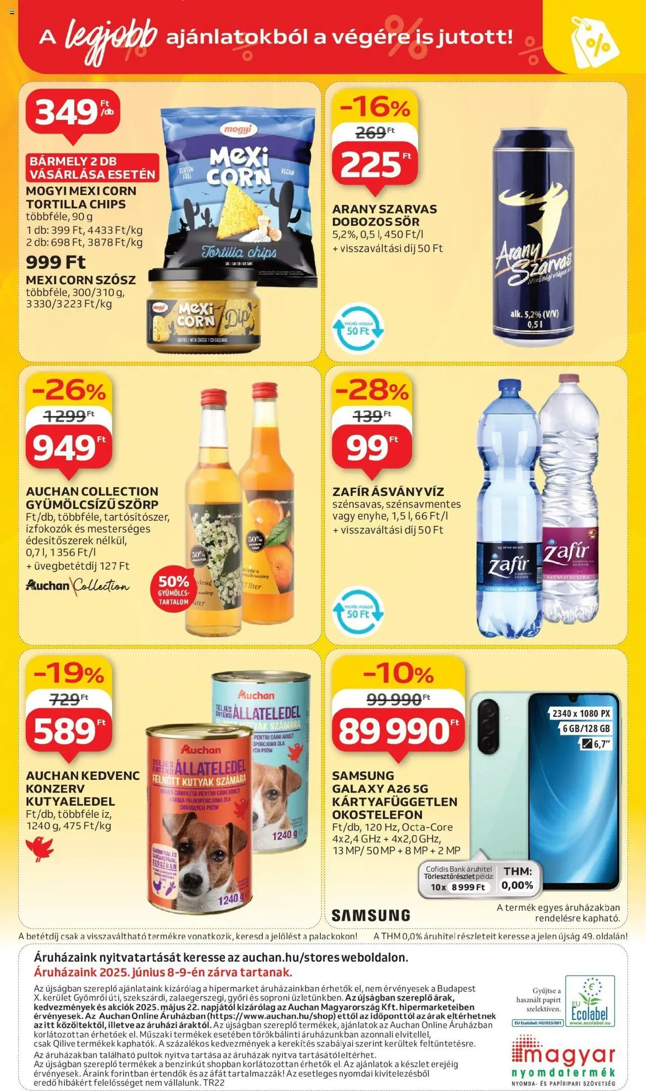 Auchan akciós ujság - amely érvényes a következő dátumtól: 29.05.2025 | Oldal: 54 | Termékek: Szörp, Tortilla, Smartphone, Vegán
