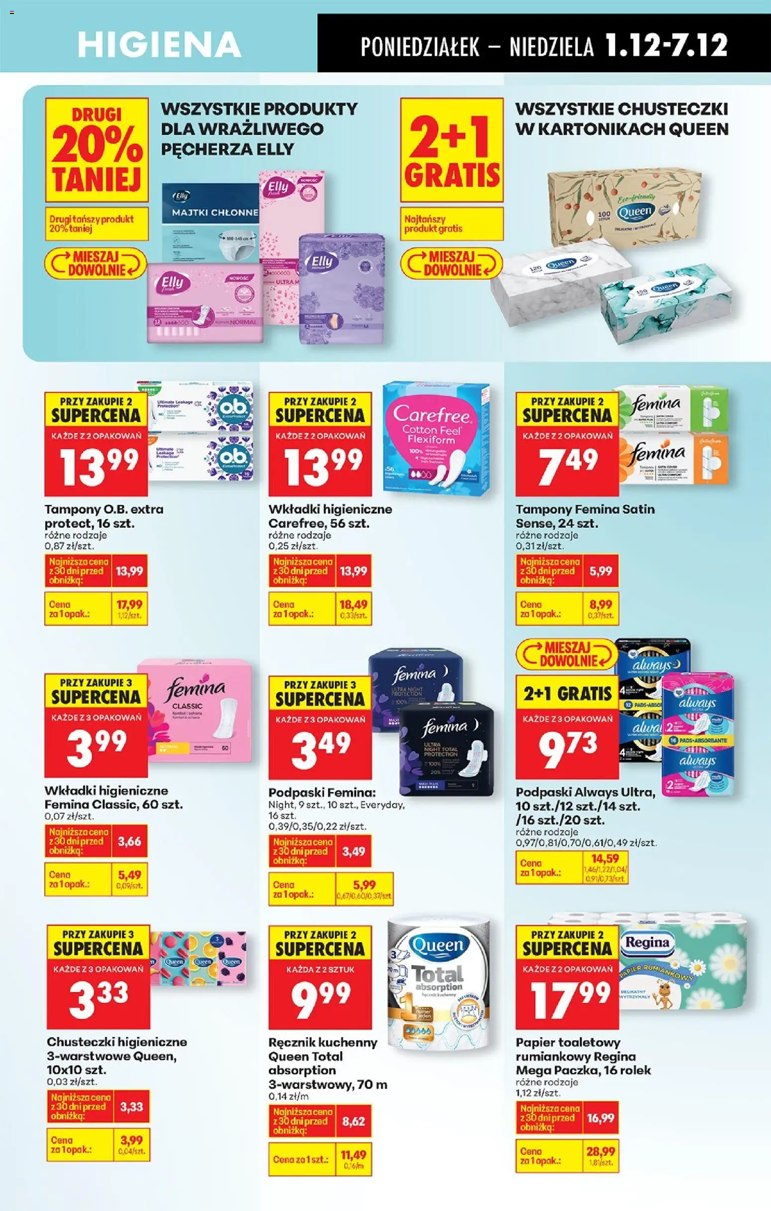 Biedronka gazetka od 01.12.2025 | Strona: 75 | Produkty: Majtki, Tampony, Podpaski, Wkładki higieniczne femina