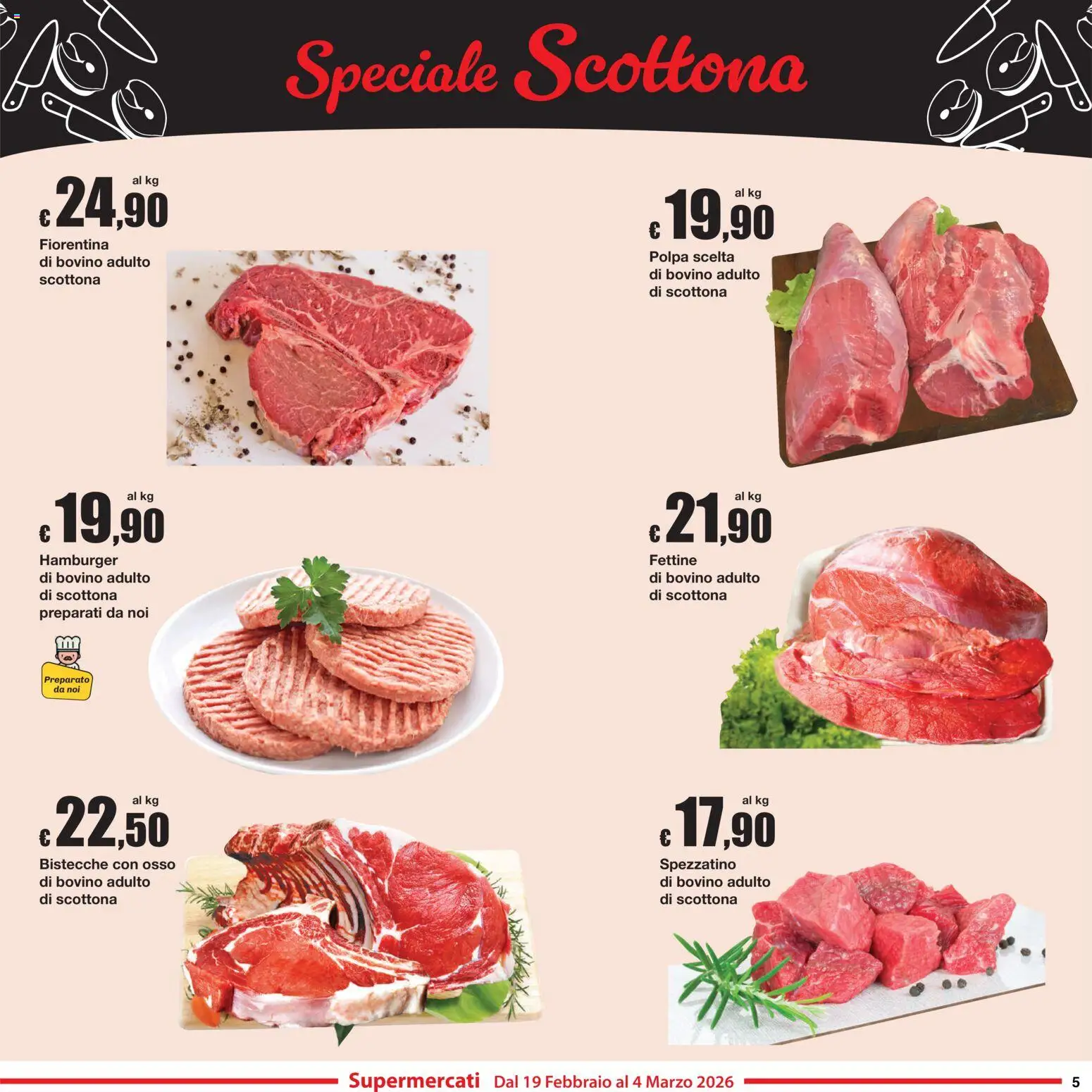 Volantino Sì con Te del 19.02.2026 | Pagina: 5 | Prodotti: Bovino, Hamburger