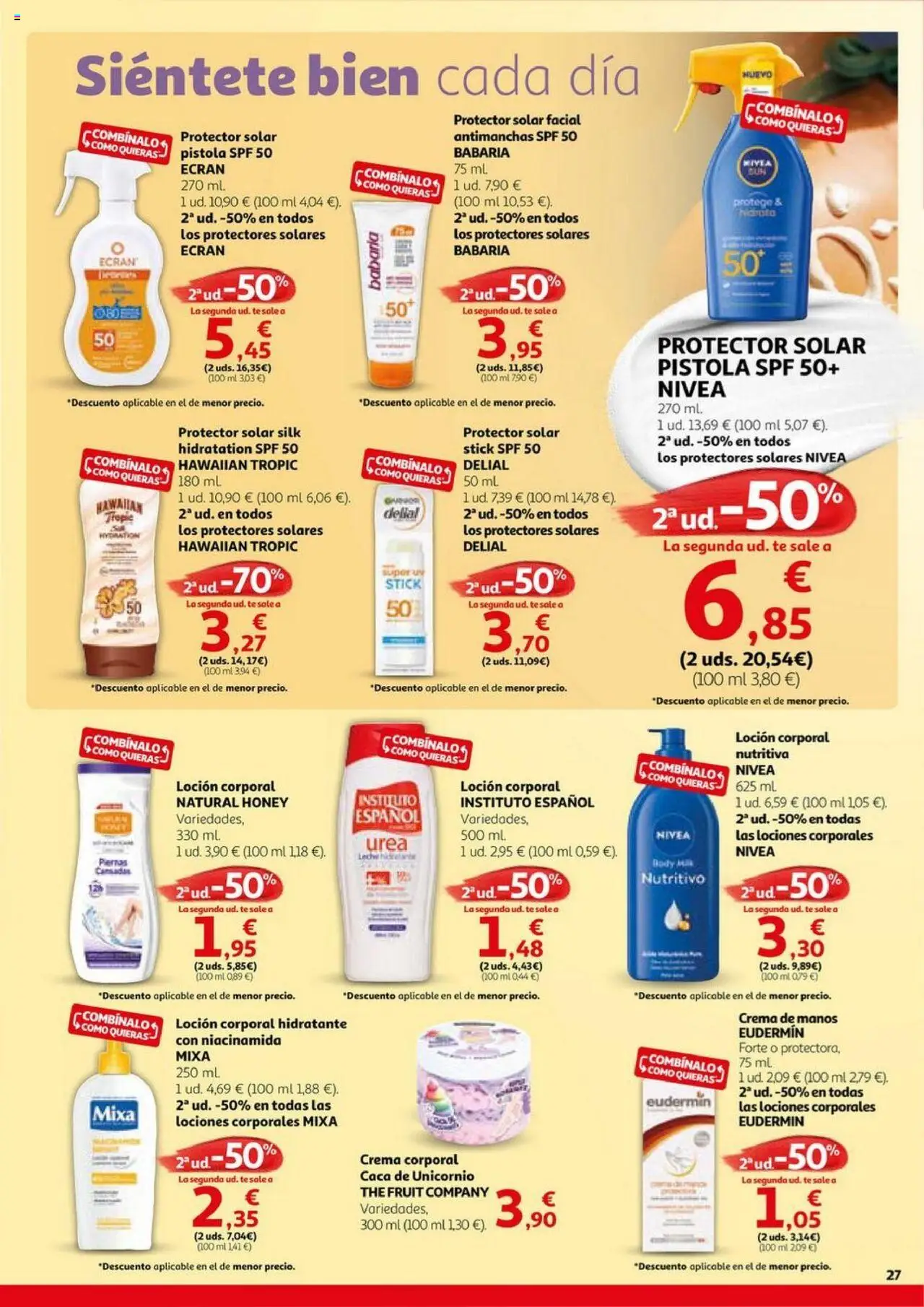 Alcampo - HG Unificado Nacional  │ válido desde el 03.06.2025 | Página: 27 | Productos: Protector solar, Loción corporal, Té, Body