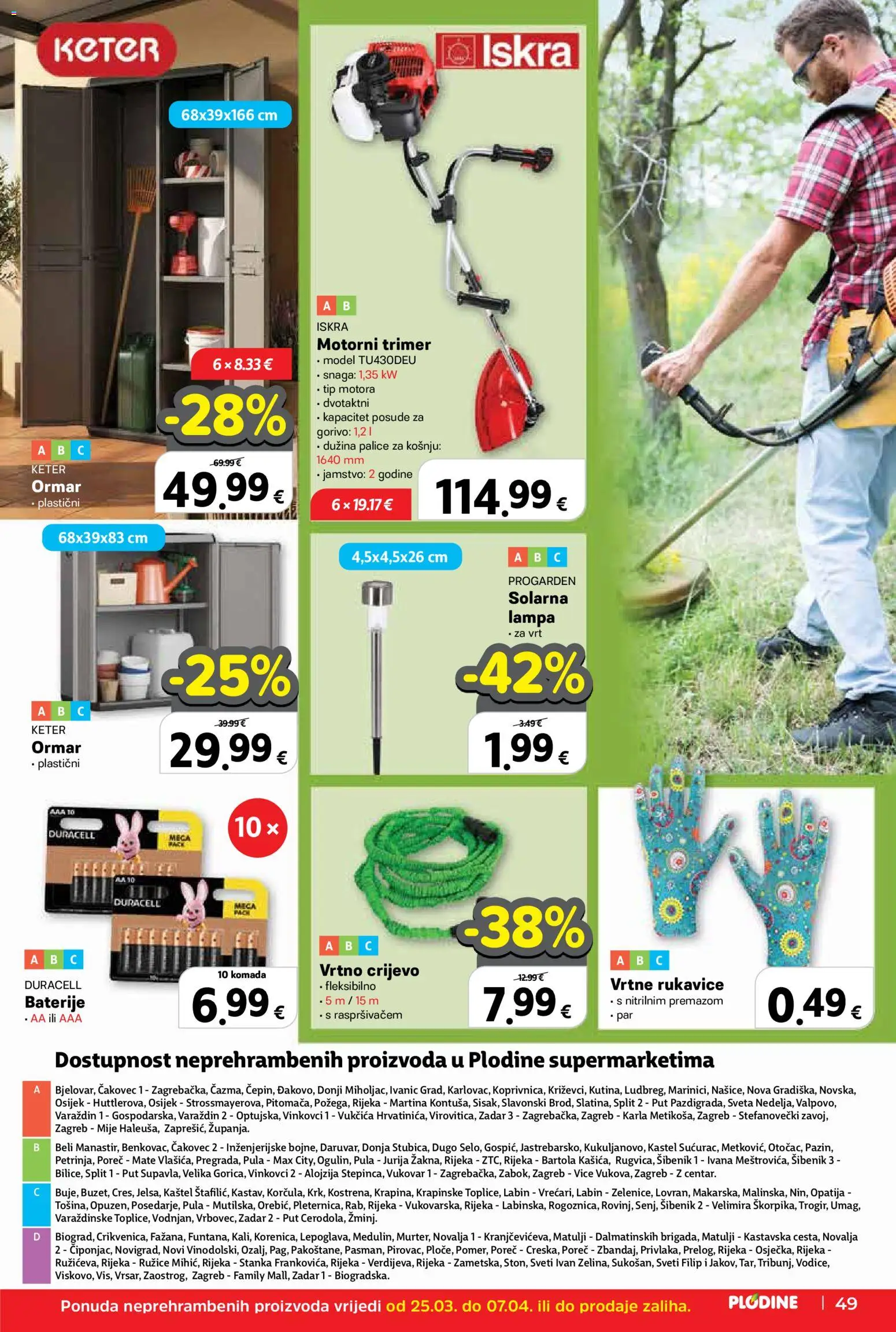 Plodine katalog | vrijedi od 25.03.2026 | Stranica: 49 | Proizvodi: Ormar, Baterije, Rukavice, Trimer