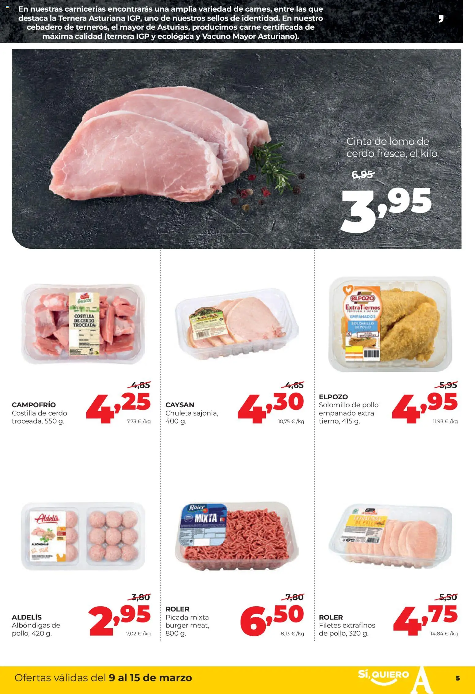 Alimerka folleto Castilla y León │ válido desde el 09.03.2026 | Página: 5 | Productos: Cerdo, Costilla de cerdo