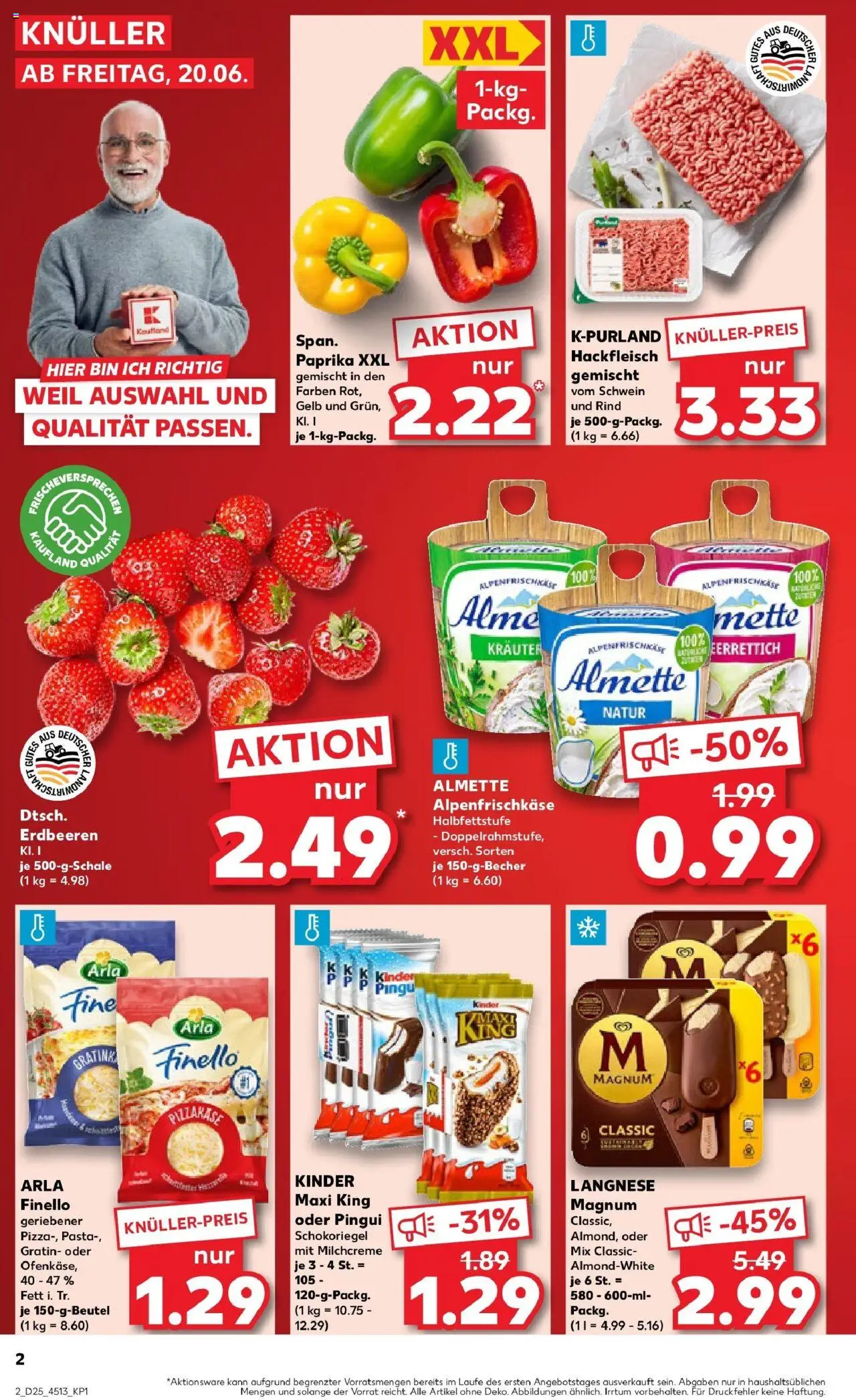 Kaufland prospekt Kaufbeuren	 - gültig ab dem 22.06.2025 | Seite: 15 | Produkte: Paprika, Pasta, Erdbeeren, Hackfleisch