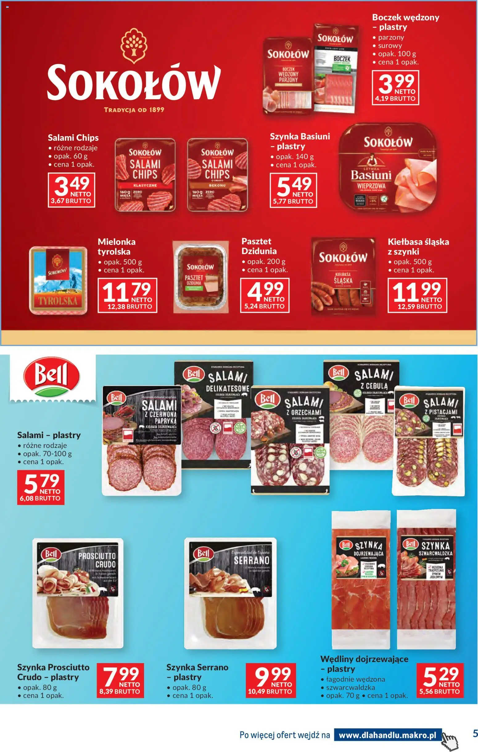 Makro Gazetka - Dystrybucja do sklepów od 17.02.2026 | Strona: 5 | Produkty: Kiełbasa, Bell, Szynka serrano, Prosciutto