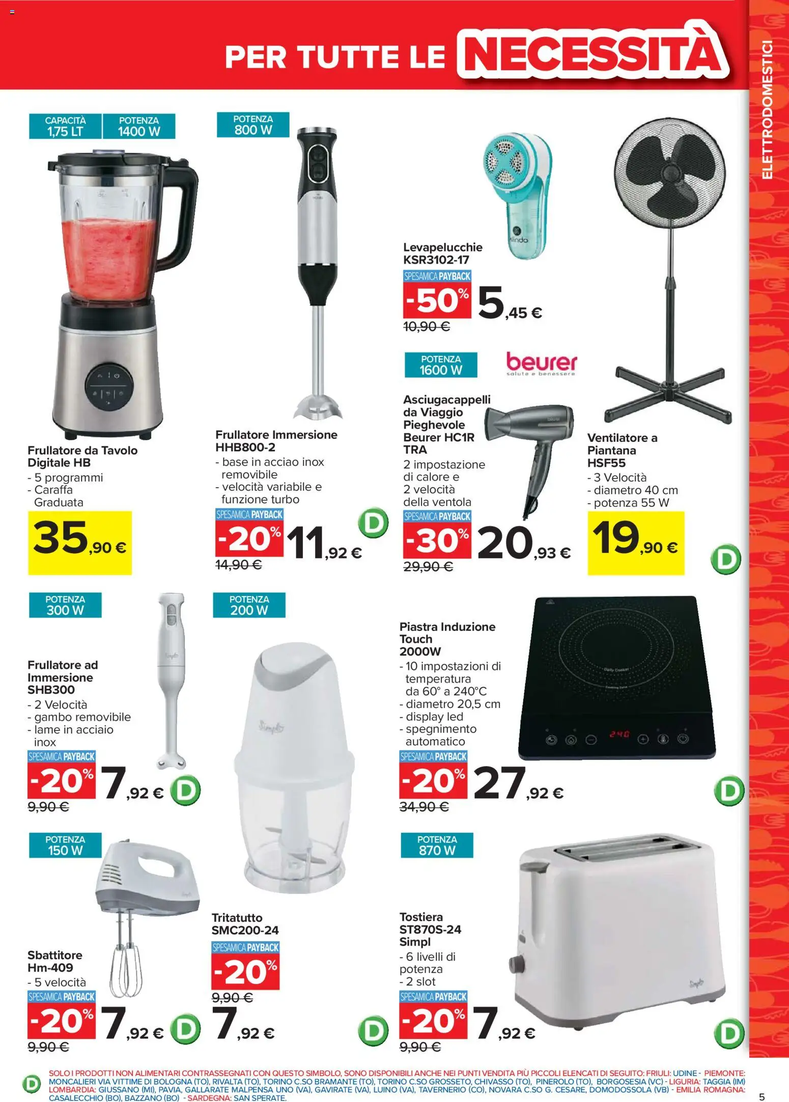 Volantino Carrefour del 30.03.2026 | Pagina: 5 | Prodotti: Ventilatore, Caraffa, Tostiera, Tavolo