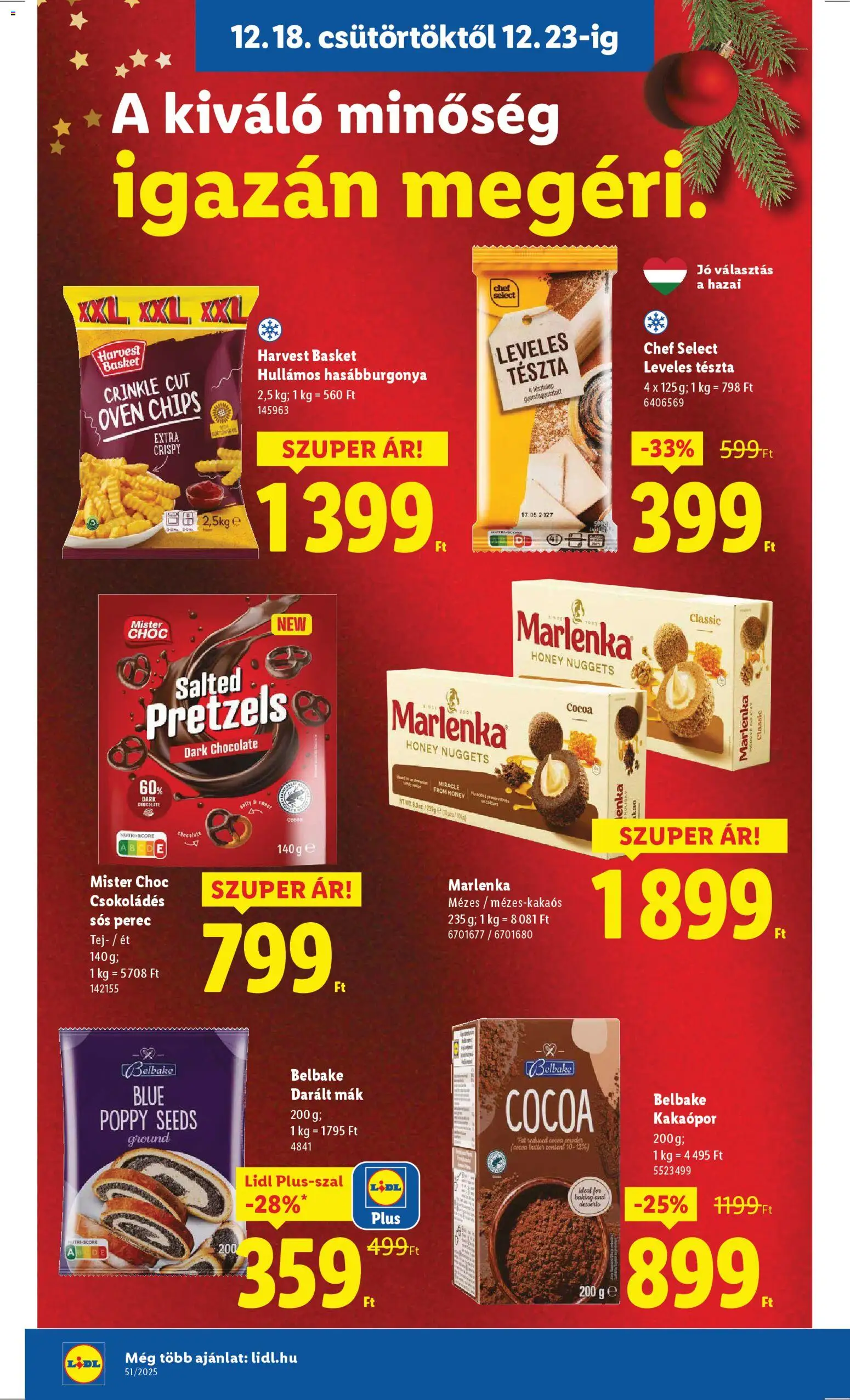 Lidl akciós ujság - amely érvényes a következő dátumtól: 18.12.2025 | Oldal: 12 | Termékek: Nuggets, Hasábburgonya, Kakaópor, Mák