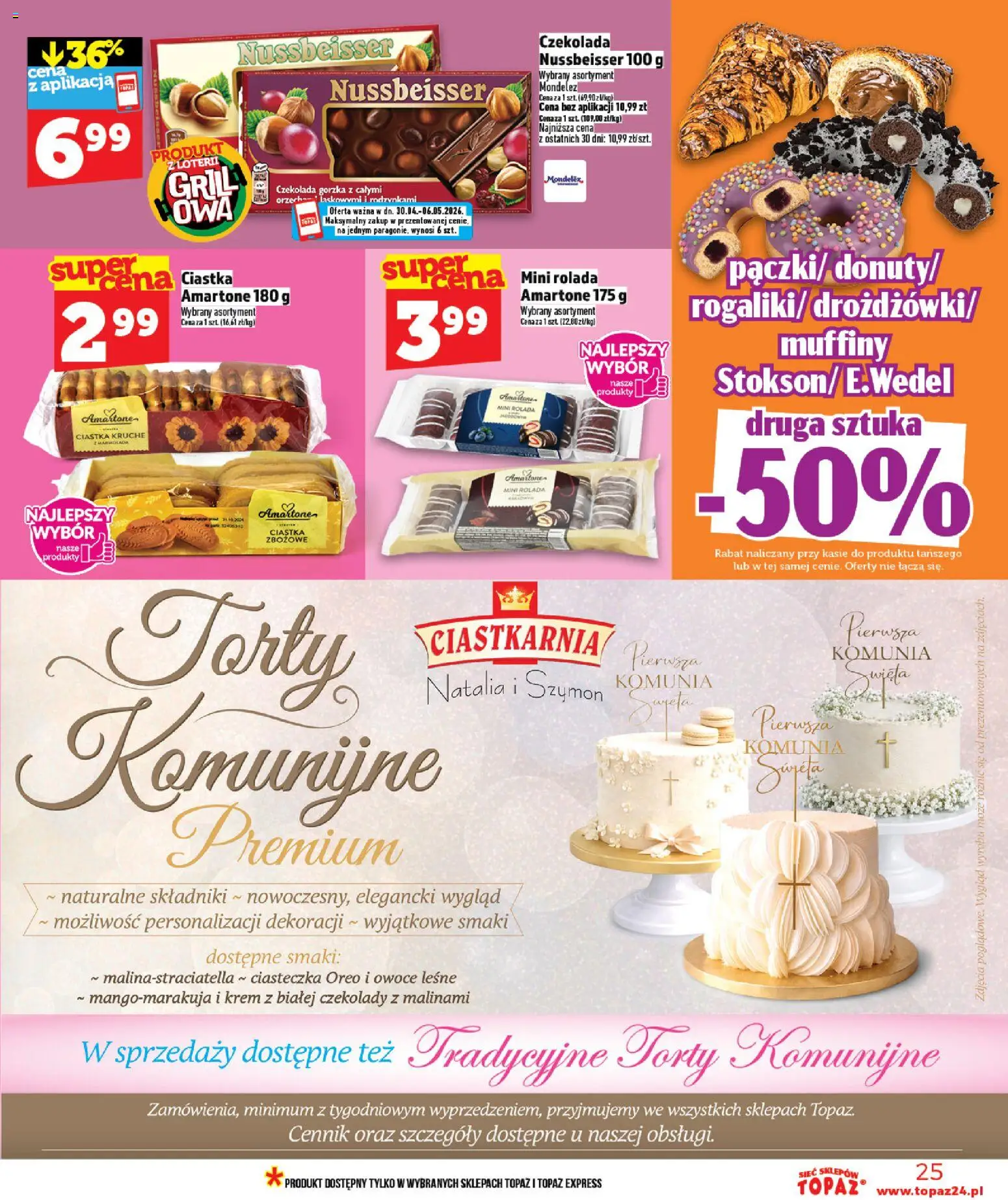 Topaz gazetka - MAZ od 30.04.2026 | Strona: 25 | Produkty: Grill, Czekolada gorzka, Ciasteczka, Owoce