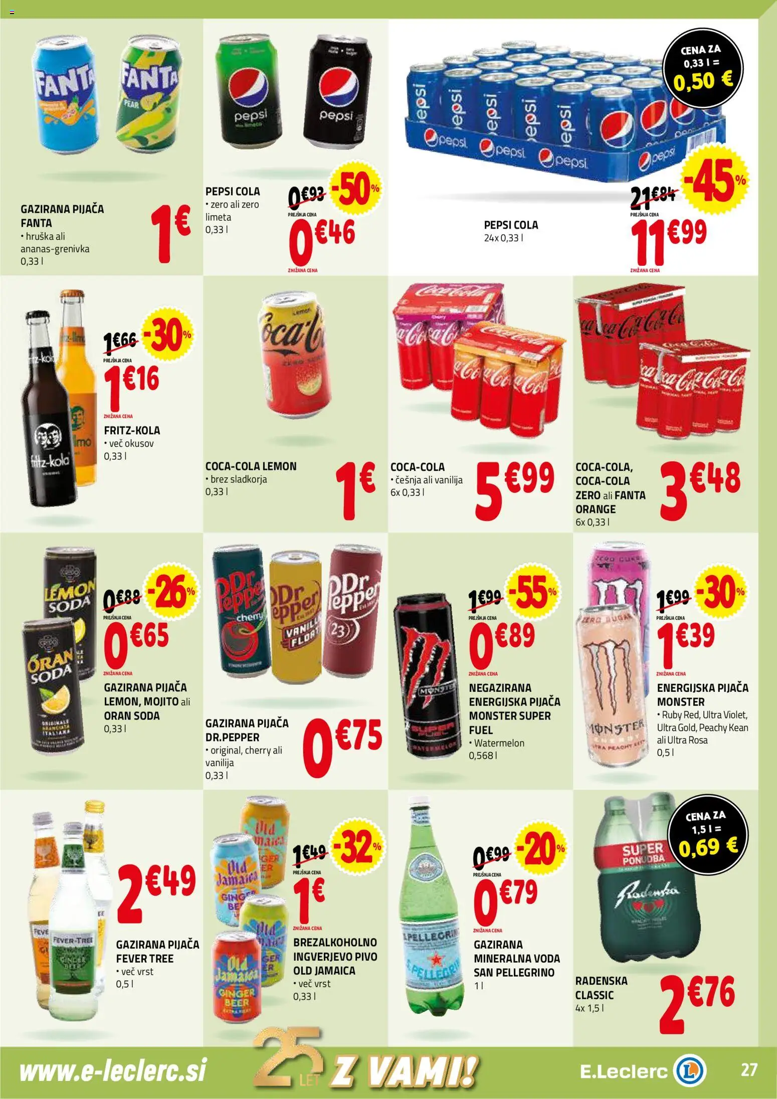 Novi E.leclerc katalog ponudbe – veljaven od 26.11.2025 | Stran: 27 | Izdelki: Limeta, Hruska, Mineralna voda, Voda
