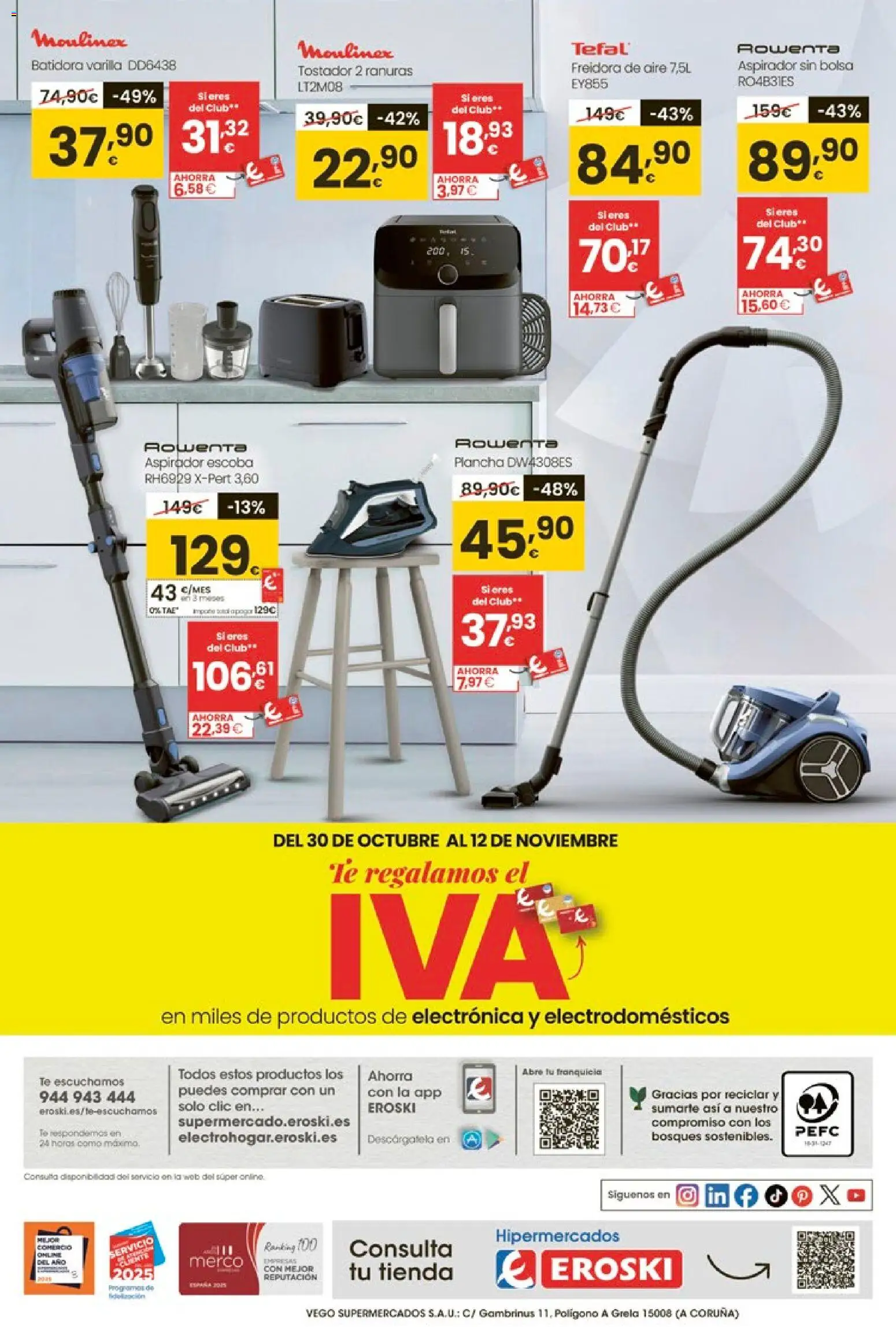 Eroski - Black Friday │ válido desde el 30.10.2025 | Página: 8 | Productos: Té, Plancha, Batidora, Aspirador