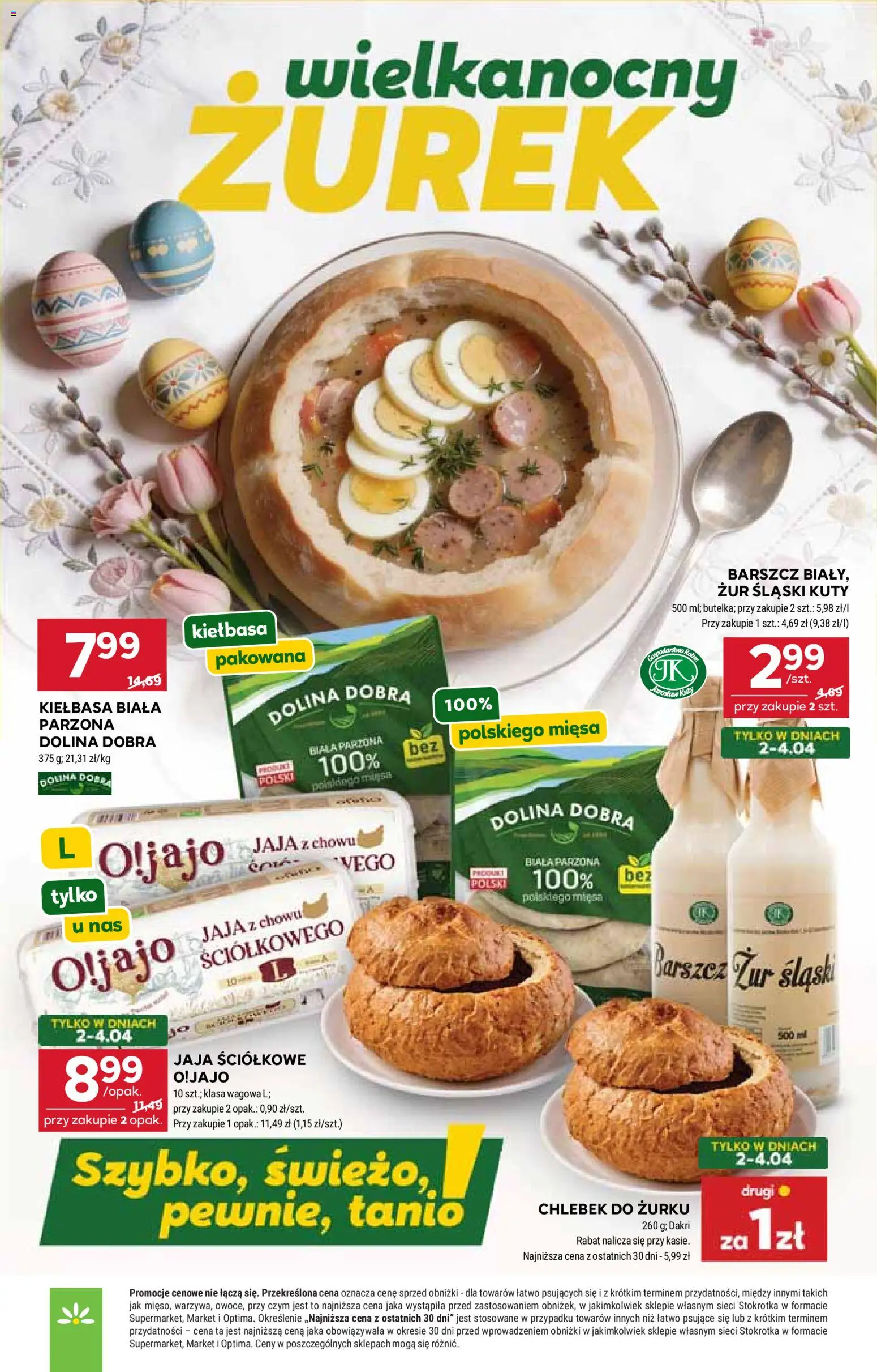 Stokrotka gazetka od 02.04.2026 | Strona: 9 | Produkty: Kiełbasa, Barszcz, Stokrotka, Zurek
