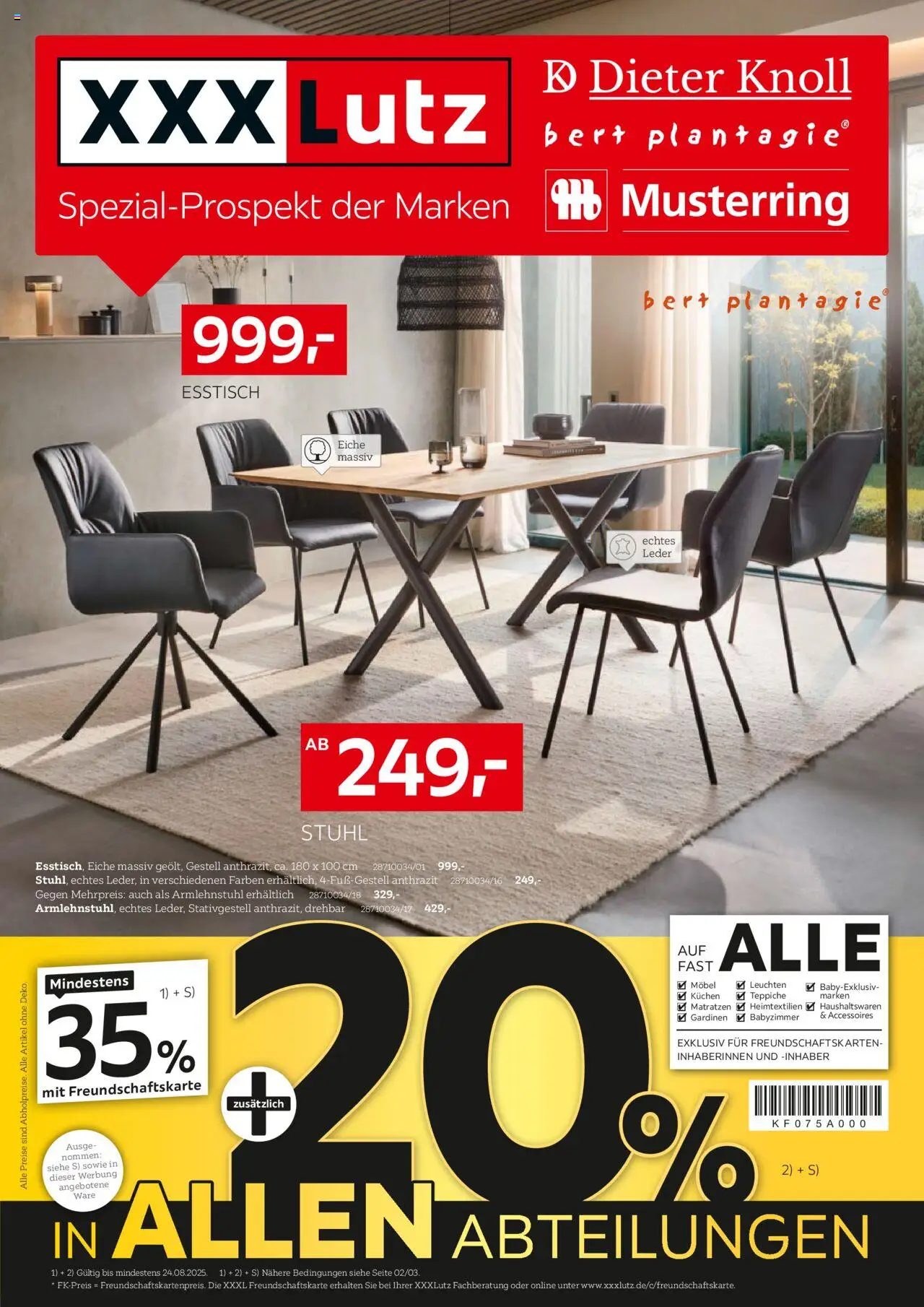 XXXL Lutz Marken Spezial - gültig ab dem 11.08.2025 | Seite: 1 | Produkte: Esstisch, Stuhl, Kuchen