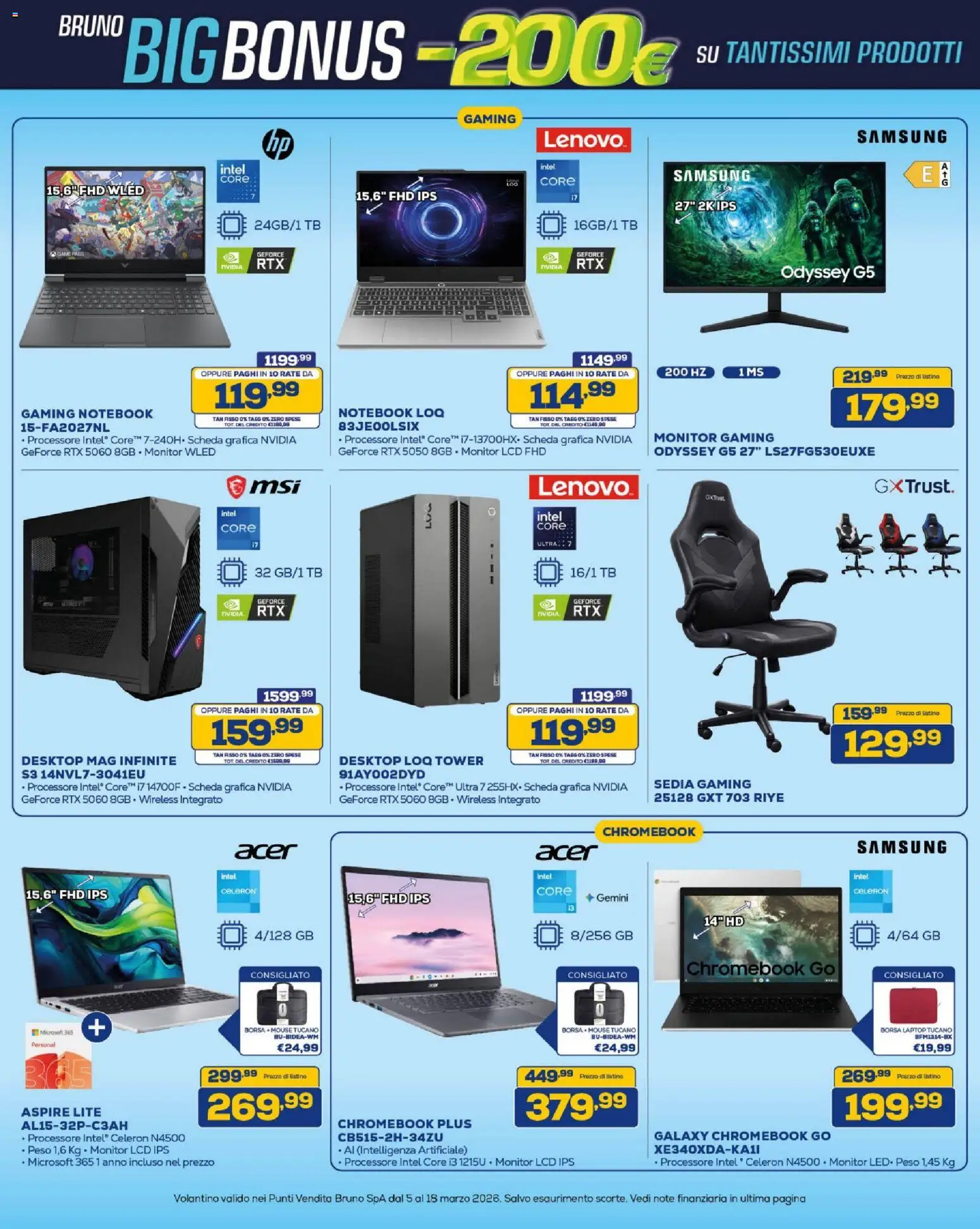 Volantino BRUNO del 05.03.2026 | Pagina: 20 | Prodotti: Notebook, Laptop, Mouse, Borsa