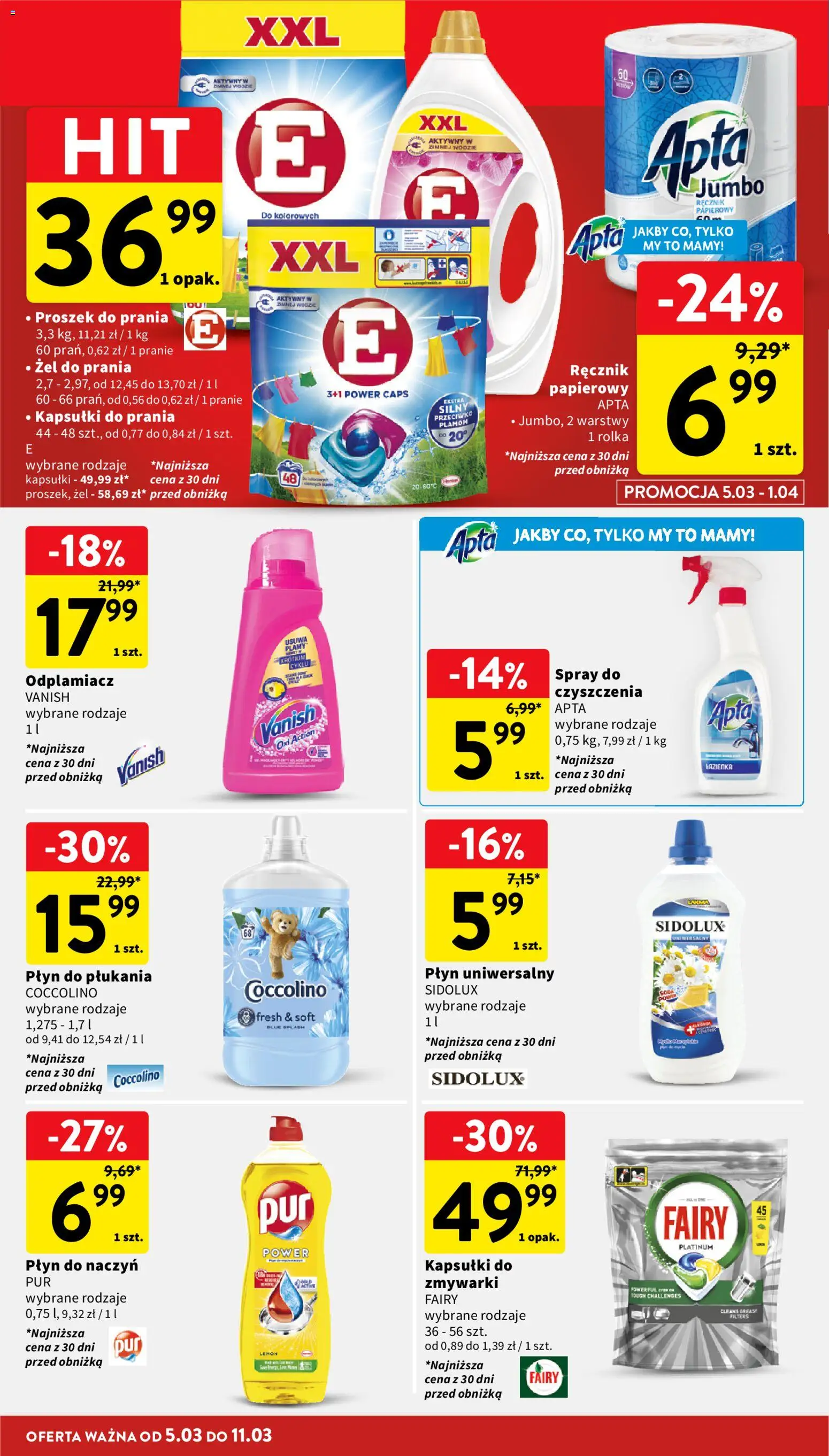 Intermarche gazetka od 05.03.2026 | Strona: 34 | Produkty: Vanish, Kapsułki do prania, Fairy, Proszek do prania